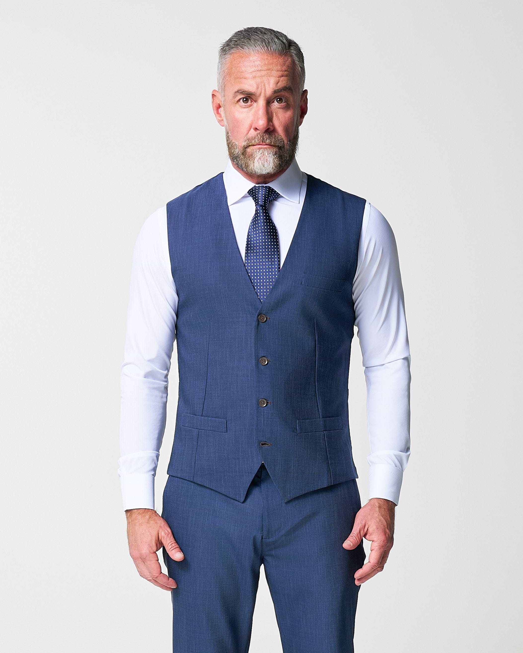 Athletic Fit Stretch Suit Vest - Heathered Navy 46 / Heathered Navy Athletic Fit Stretch Suit Vest - Heathered Navy 46 / Heathered Navy