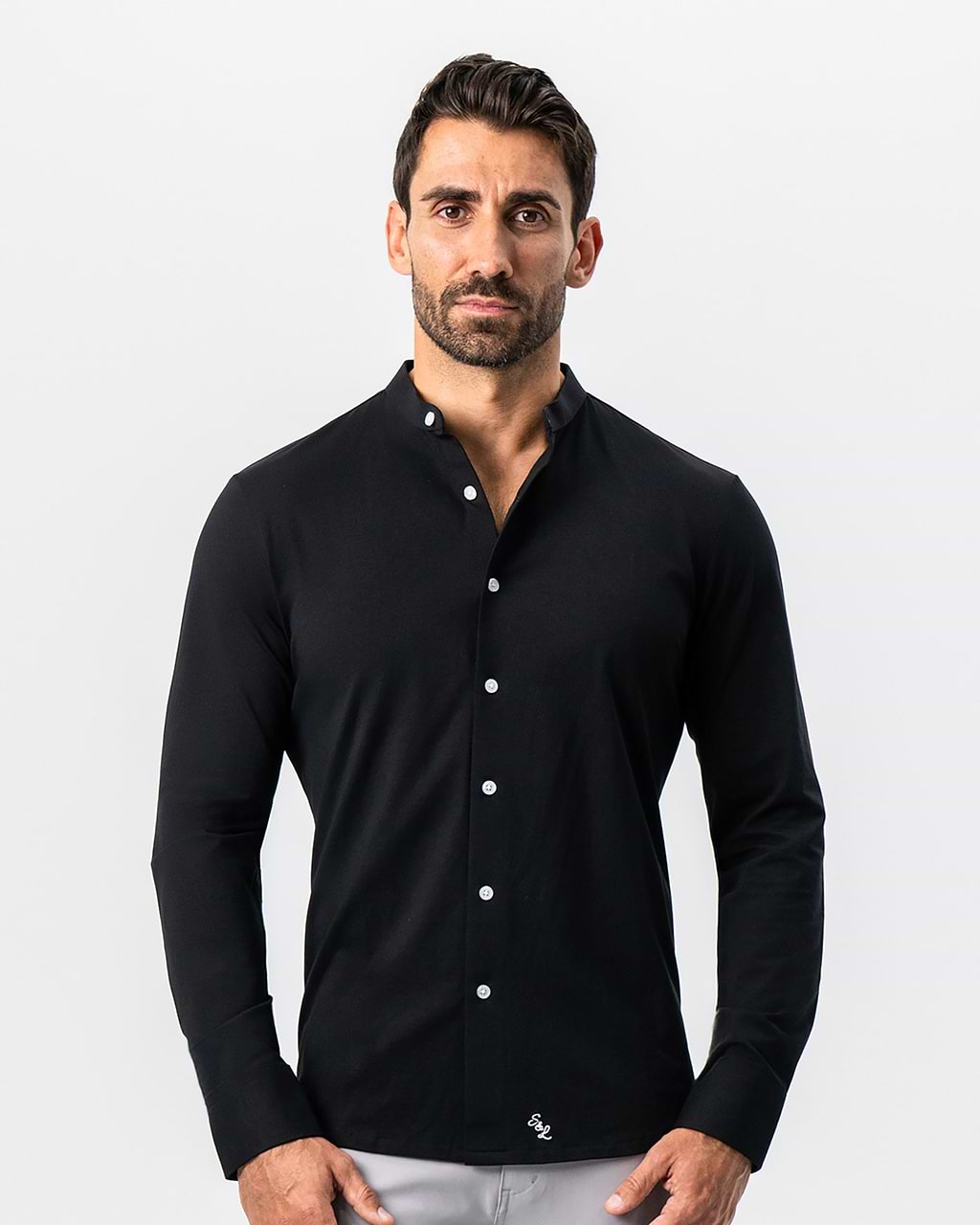 banded collar dress shirt Banded Collar Button Down