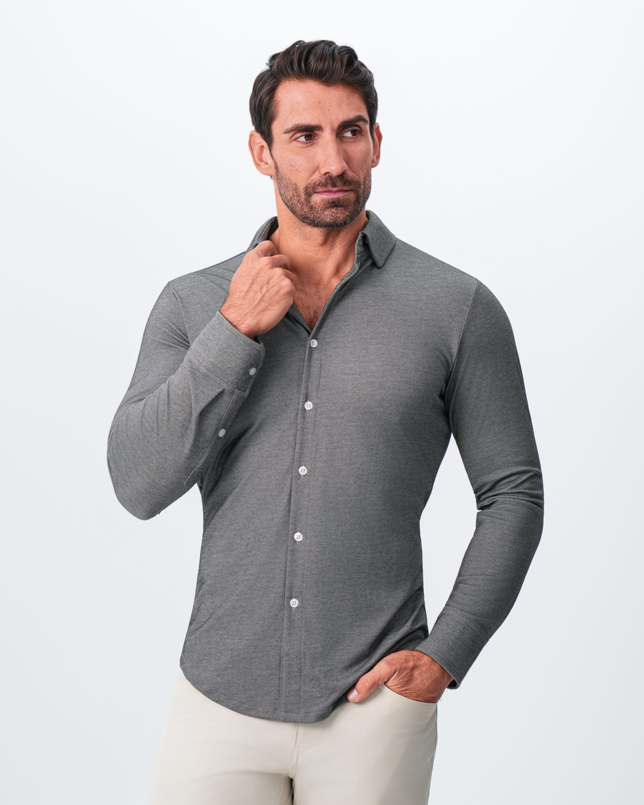 charcoal grey button down dress shirt Redwood & Ross Collection Men's Button-Down Executive Oxford Shirt main image 0
