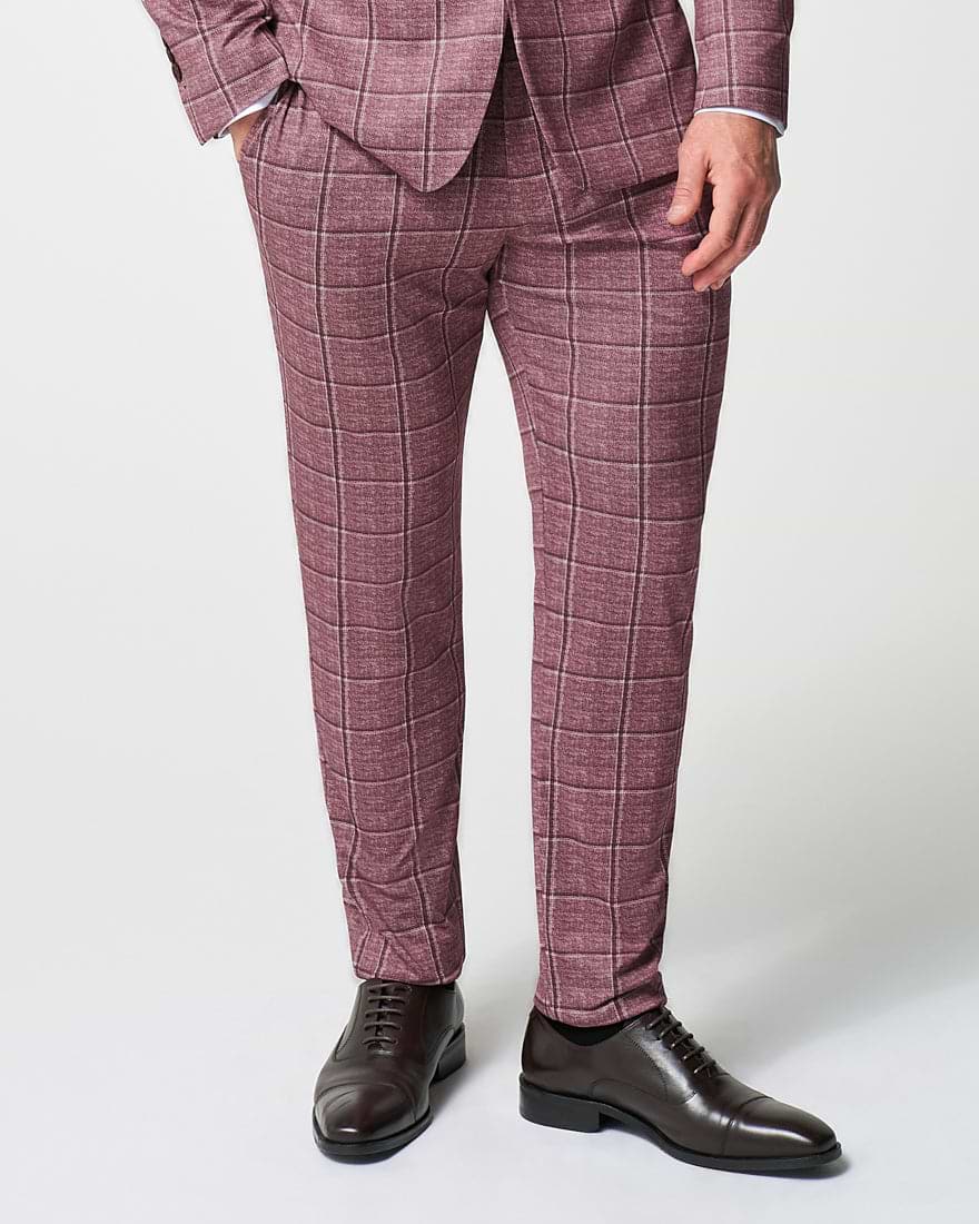 burgundy plaid dress pants Unique Bargains Men's Slim Fit Plaid Dress Pants Burgundy 32 Classic Tailoring