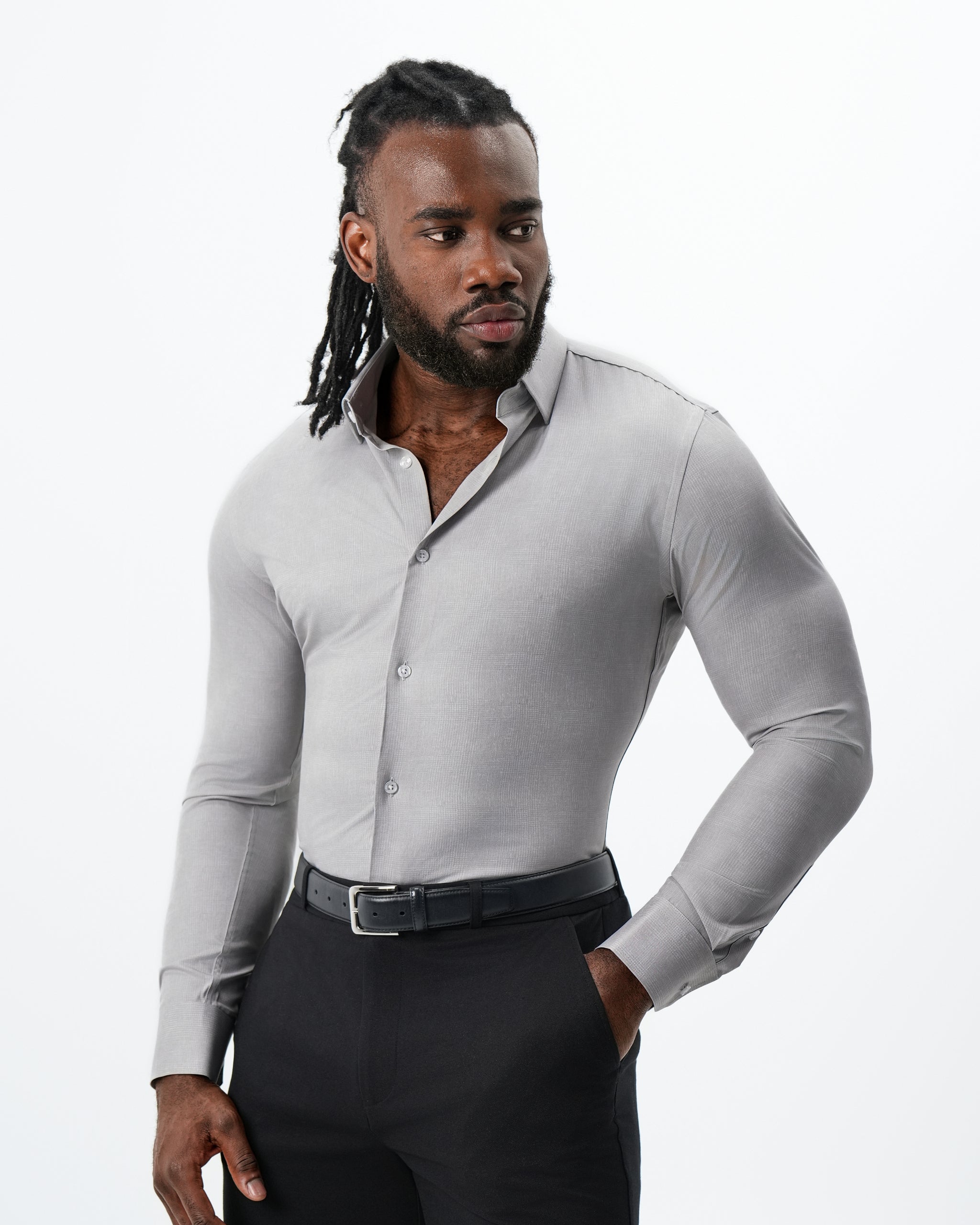 The Murray'' Heathered Light Grey Plaid
