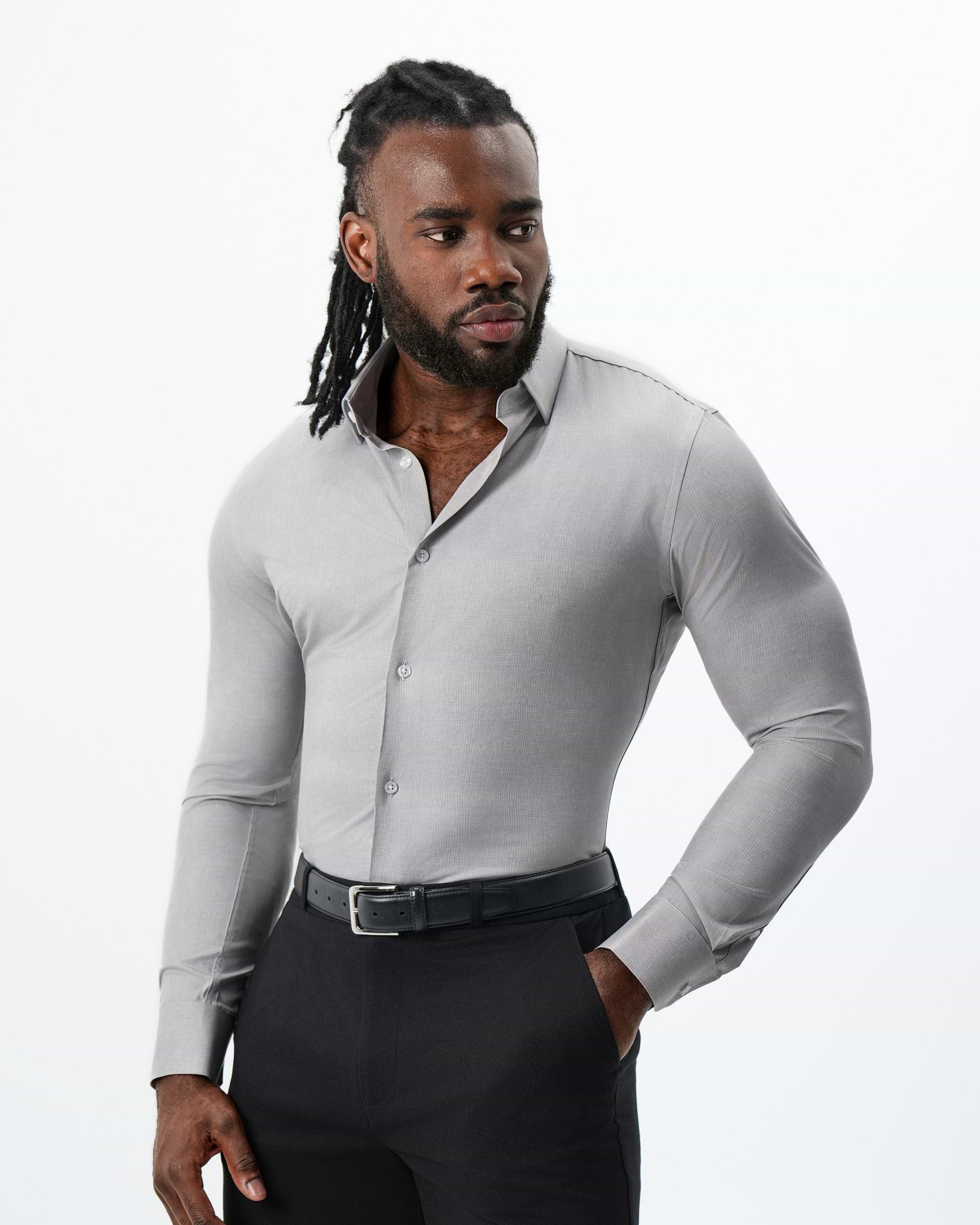 The Murray'' Heathered Light Grey Plaid