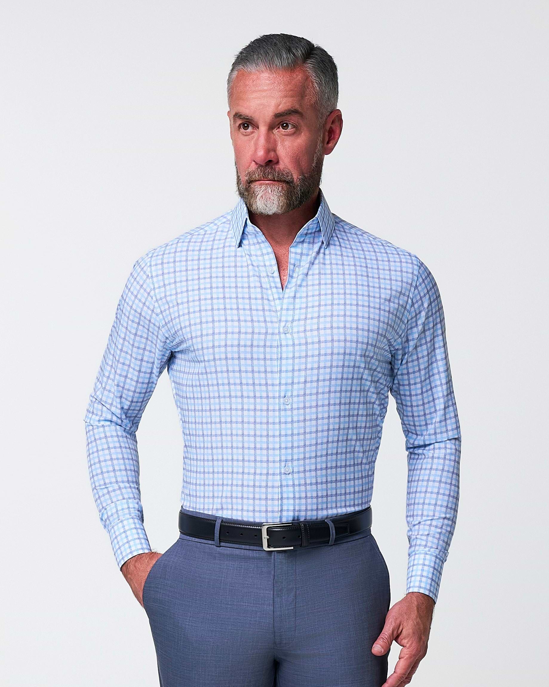 The Sidney Light Blue, White & Navy Faded Check 3XL / Light Blue White & Navy Faded Check