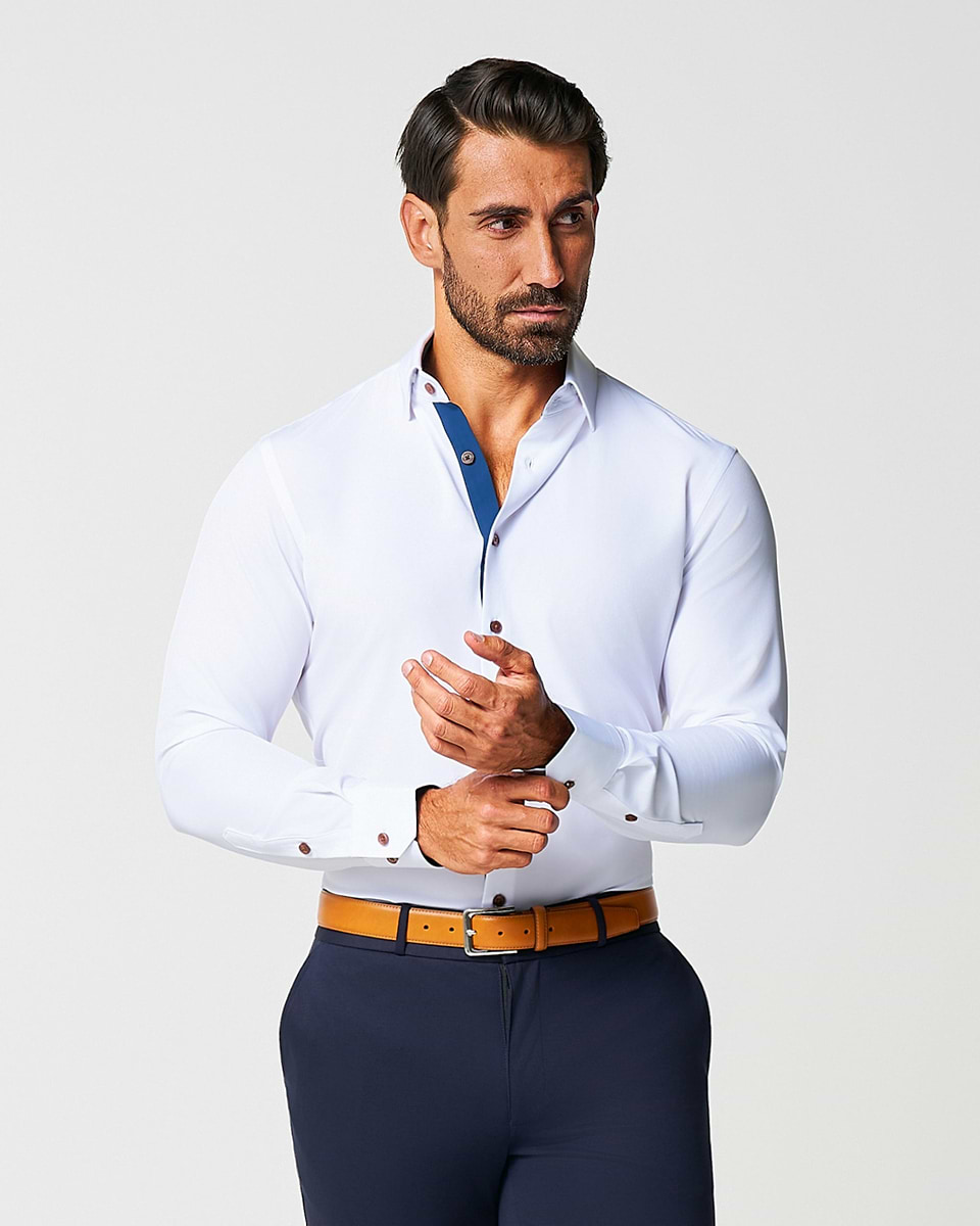 men white dress shirt The Perfect in White-Maxwell 15 34/35 way stretch Quick Awearness Kenneth Cole Slim Fit