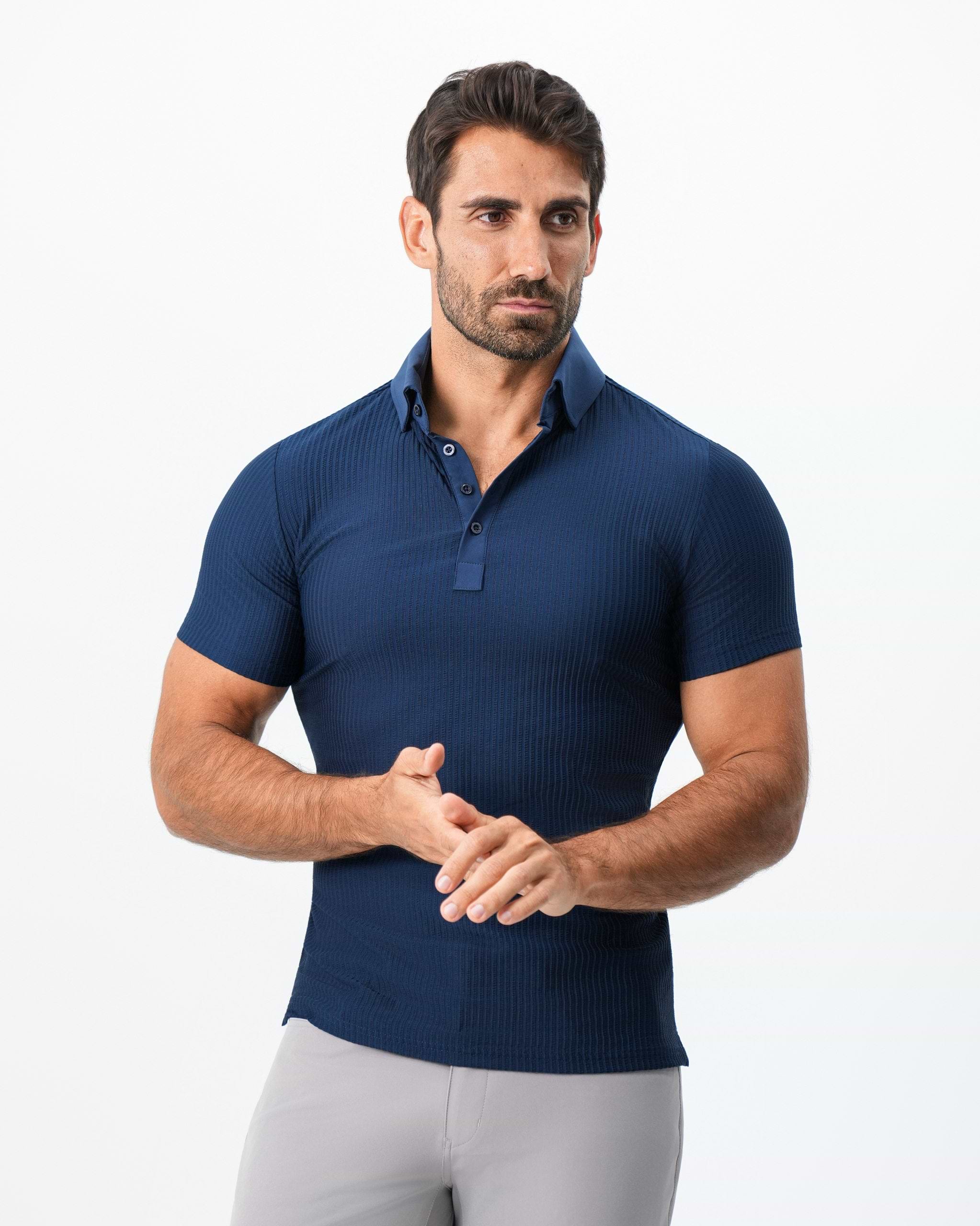 【定価4.6万/深水光太】NULLUS Seersucker Polo ブラック Seersucker Polo - Navy