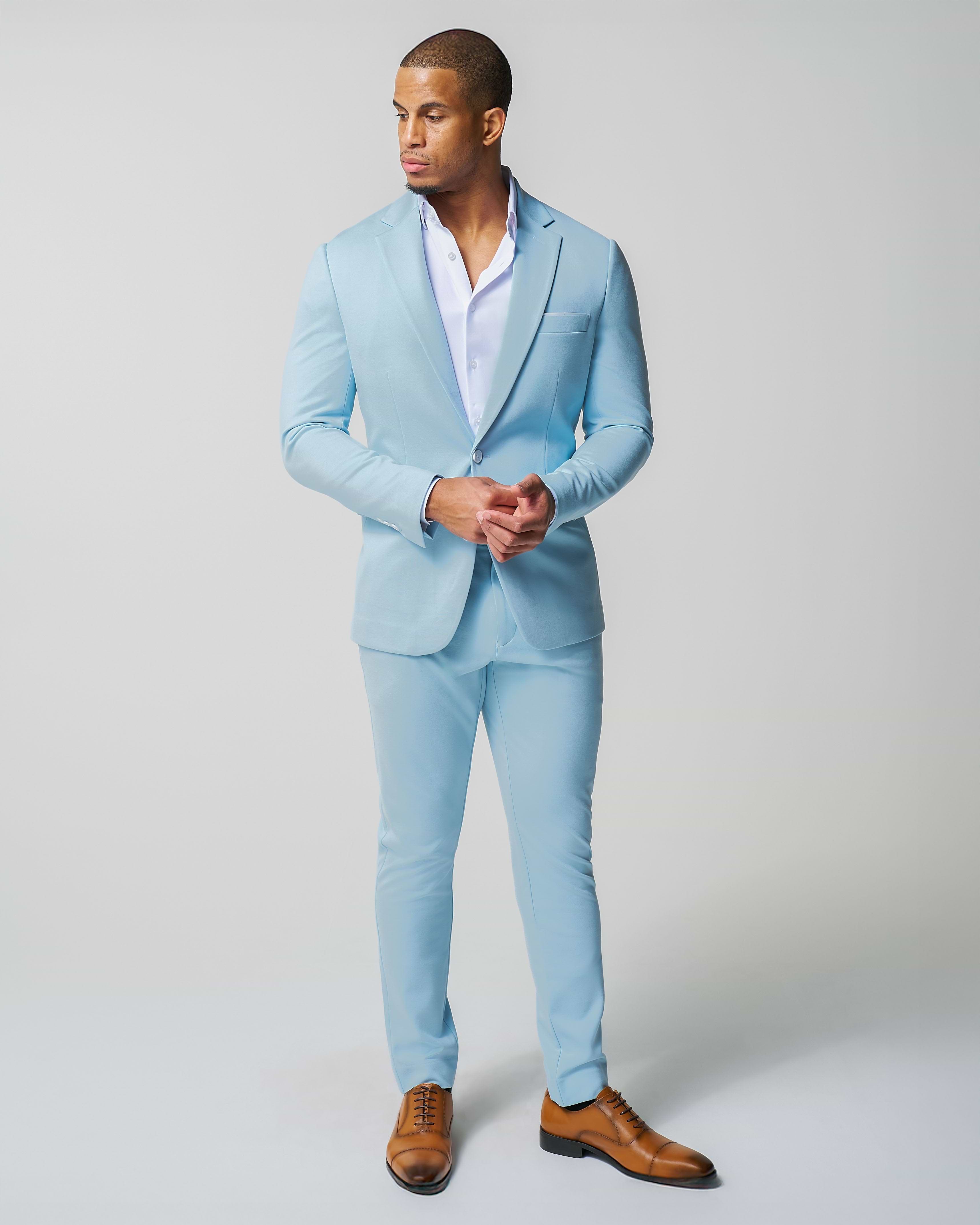 Athletic Fit Stretch Suit - Solid Cool Blue Athletic Fit Stretch Suit - Solid Cool Blue