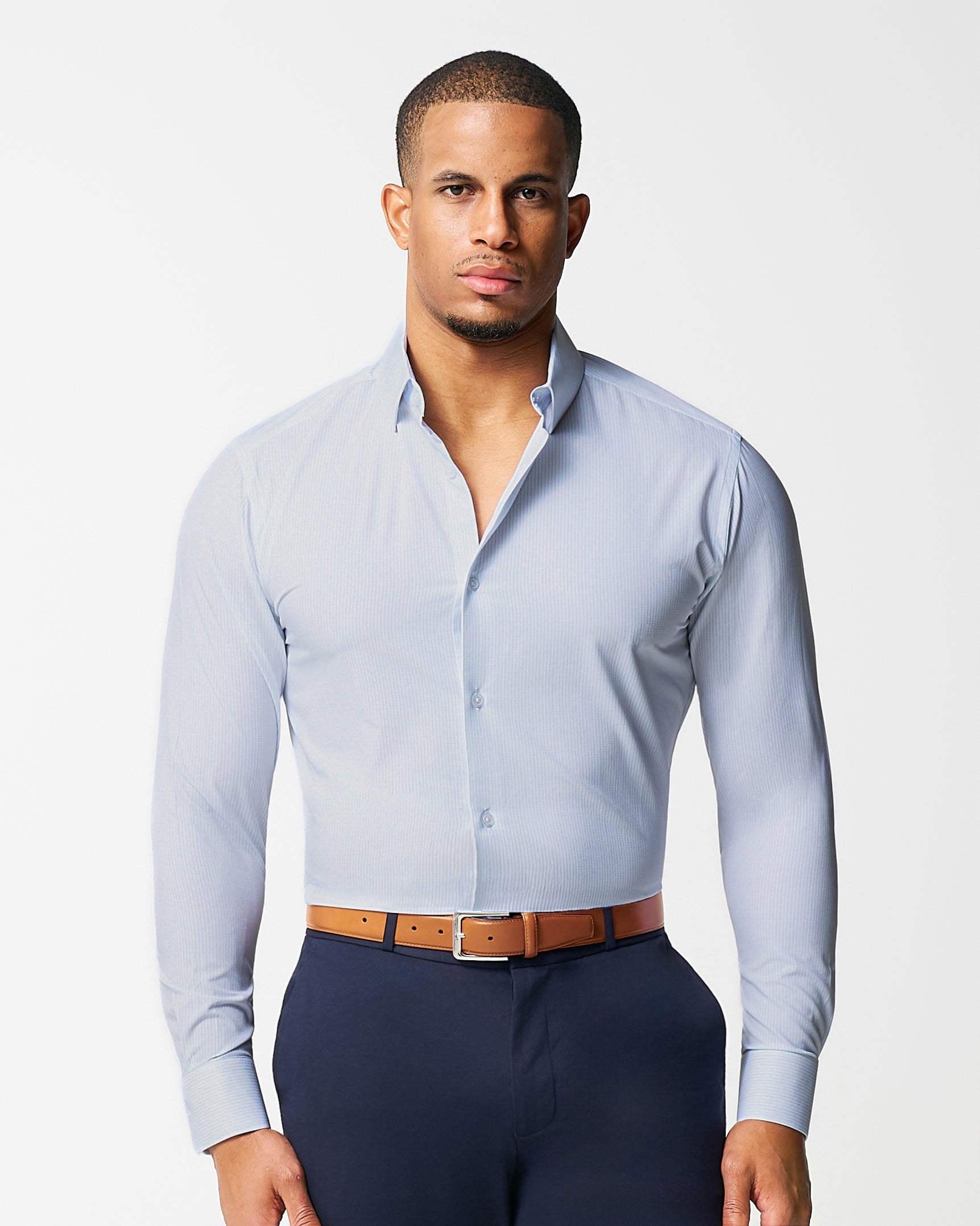 The Watertown White & Light Blue Mini Windowpane XS / White & Light Blue Mini Windowpane