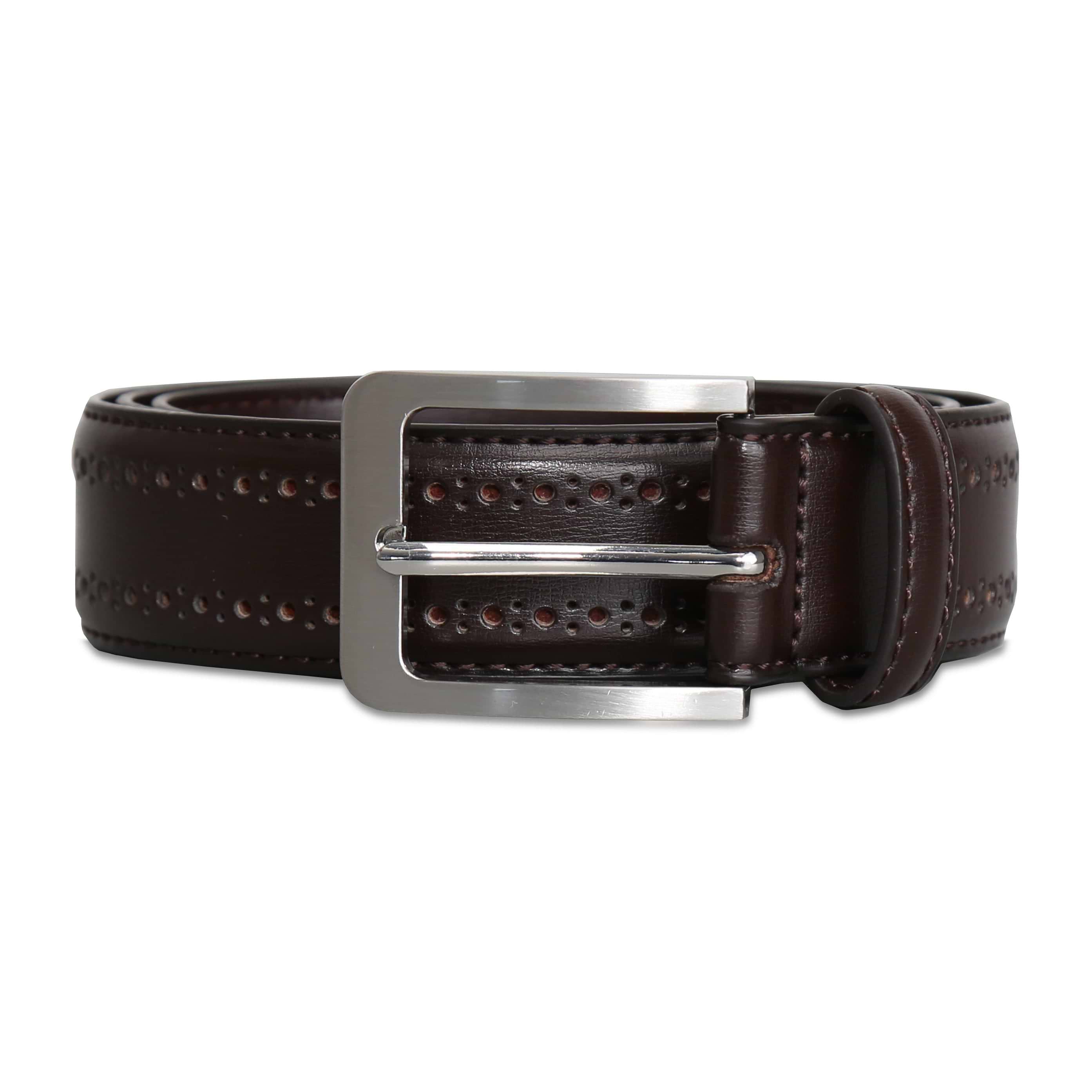 Fully Adjustable Perforated Slim Leather Belt, Genuine Leather, 1 Inch Wide Star Perforated Belt – Will Leather Goods main image 2