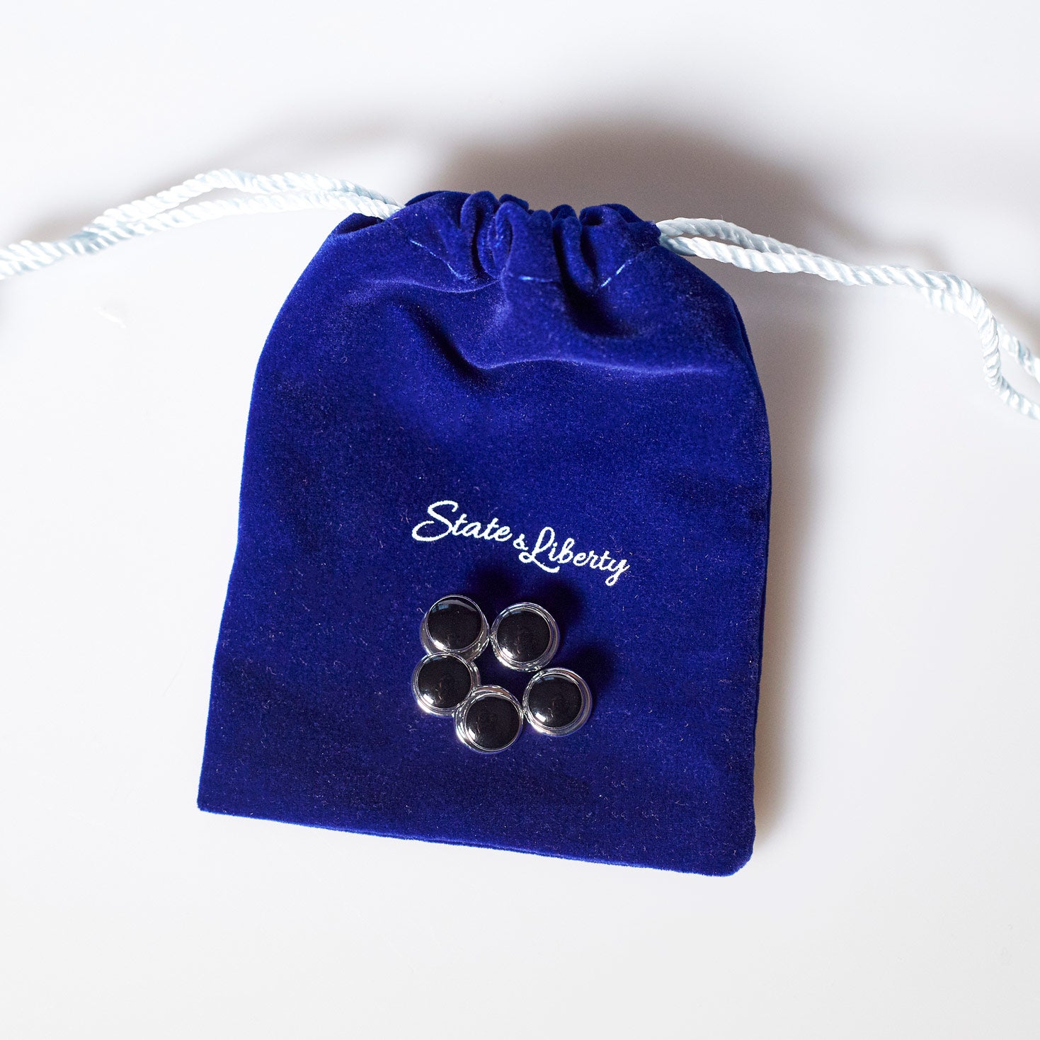 black dress studs Black Onyx & Diamond 18K Gold Tuxedo Studs & Cufflinks Set