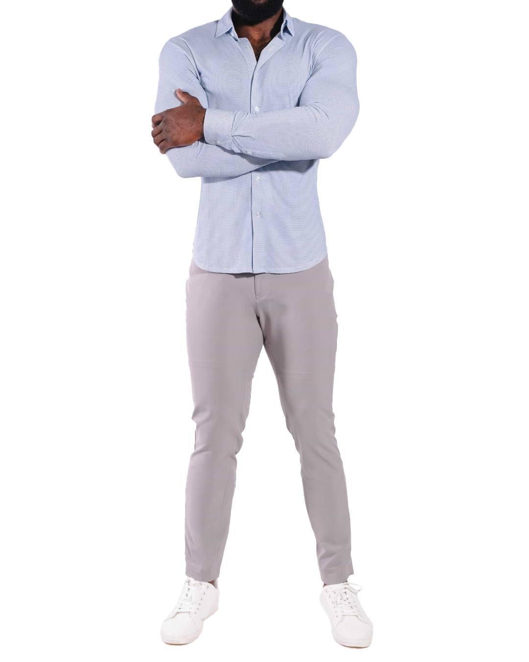 "The Wesley" Sport Shirt - Geo Light Blue & White Diamond