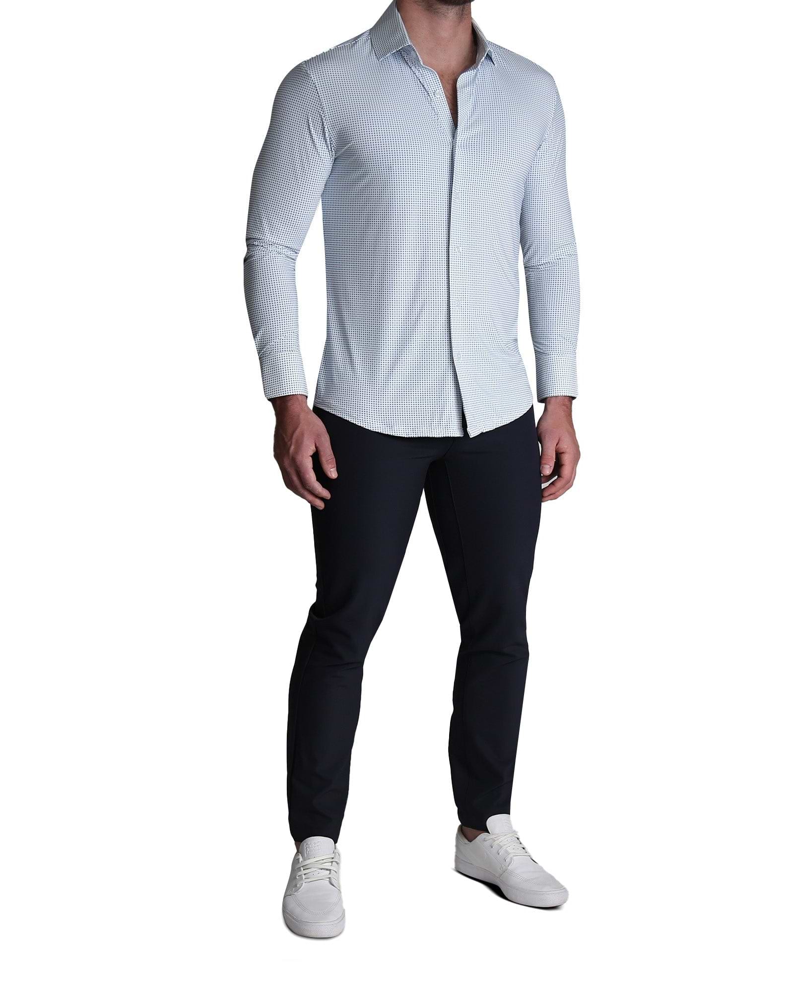 "The Guy" Sport Shirt - Navy & Light Blue Plus Print