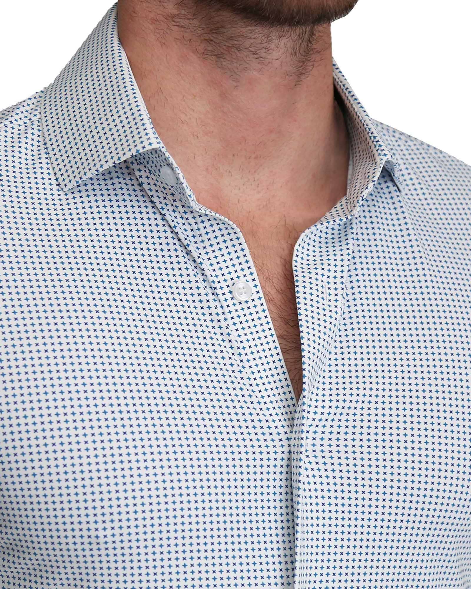 "The Guy" Sport Shirt - Navy & Light Blue Plus Print