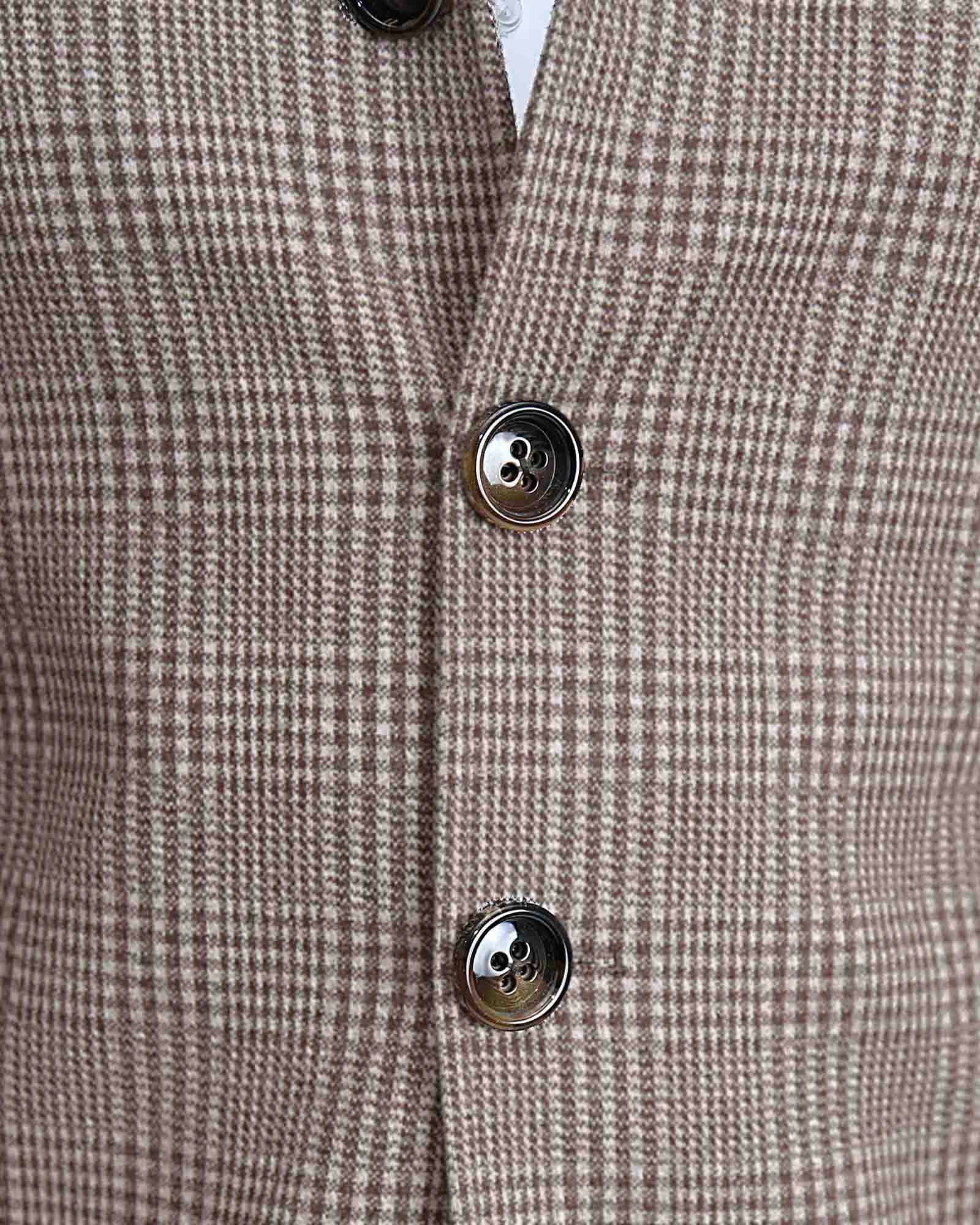 Brown Plaid Open Button Overcoat