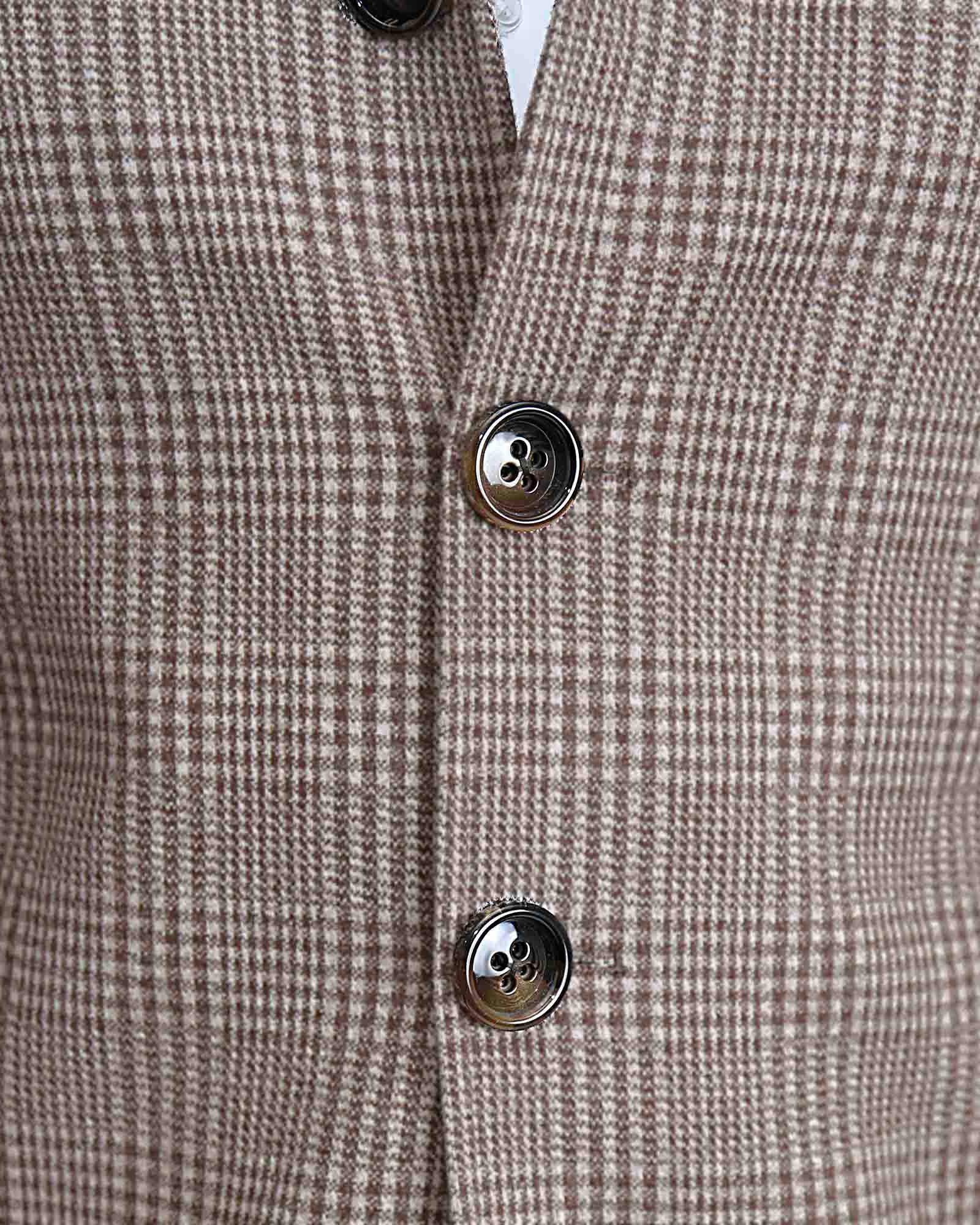 Brown Plaid Open Button Overcoat