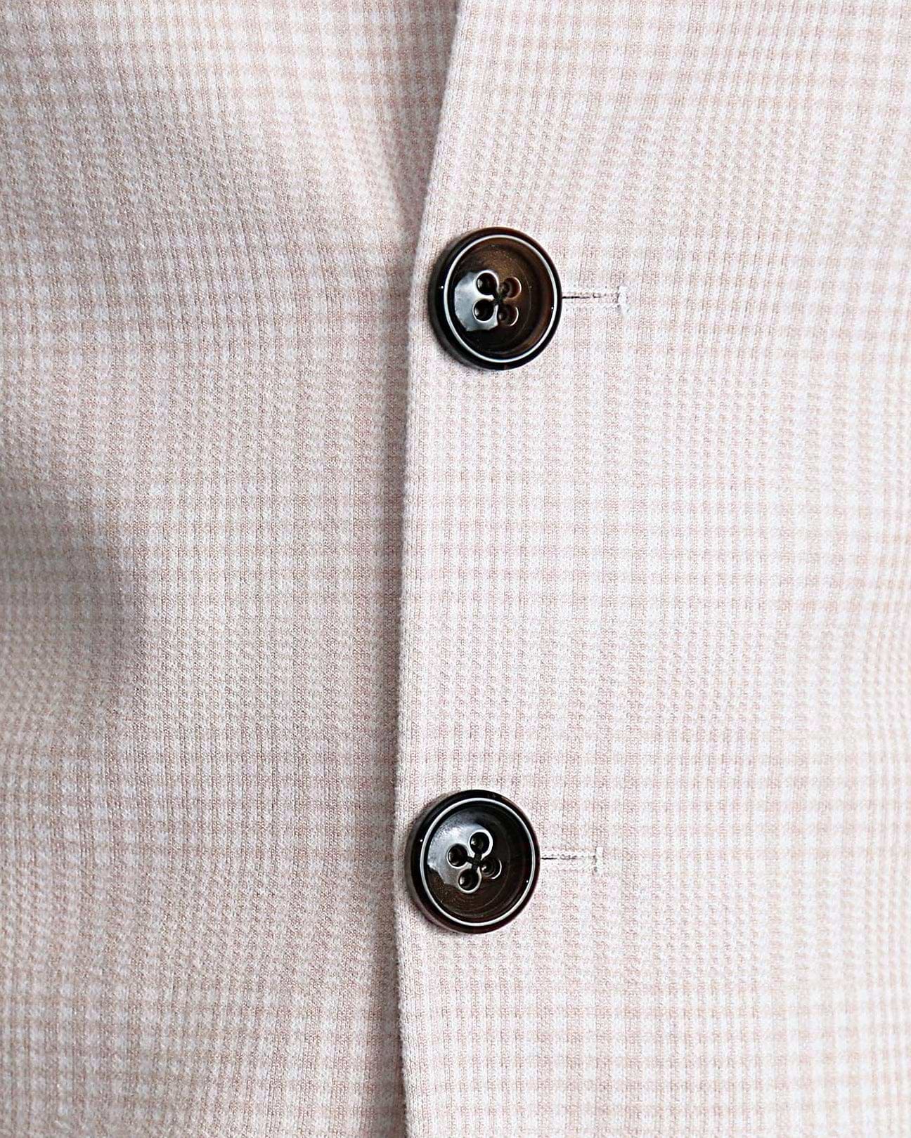 Light Tan Plaid Open Button Overcoat