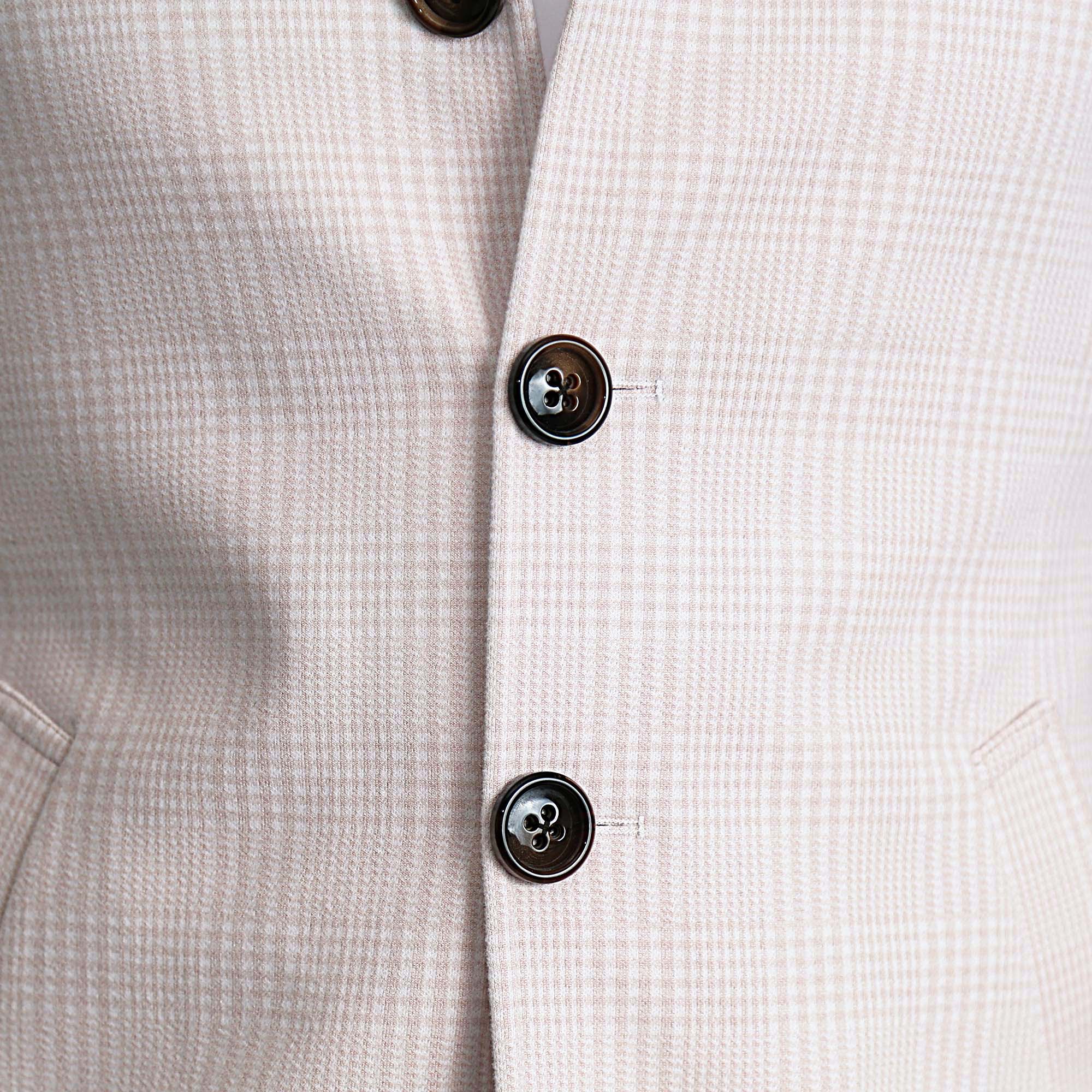 Light Tan Plaid Open Button Overcoat