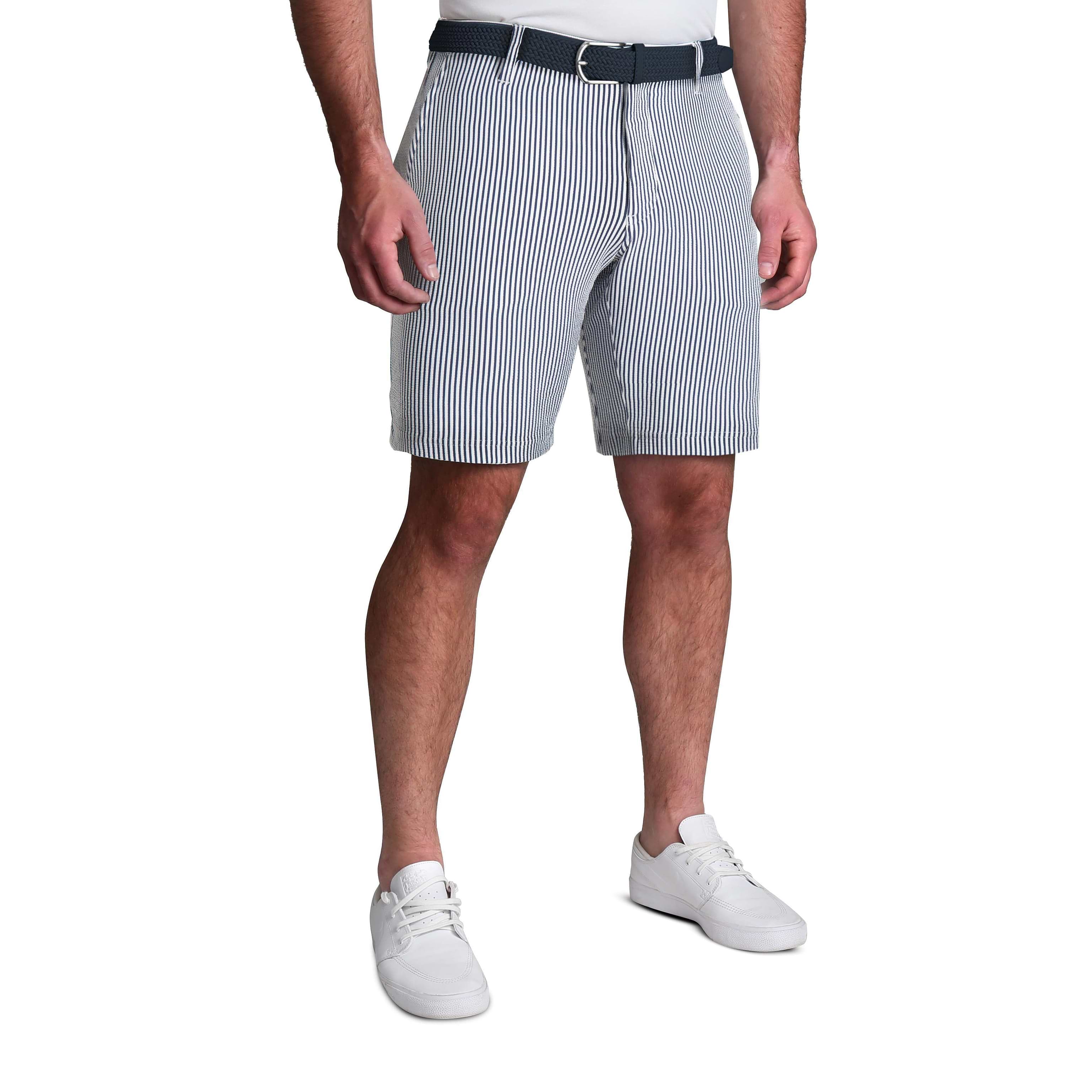 Athletic Fit Shorts - Navy & White Seersucker