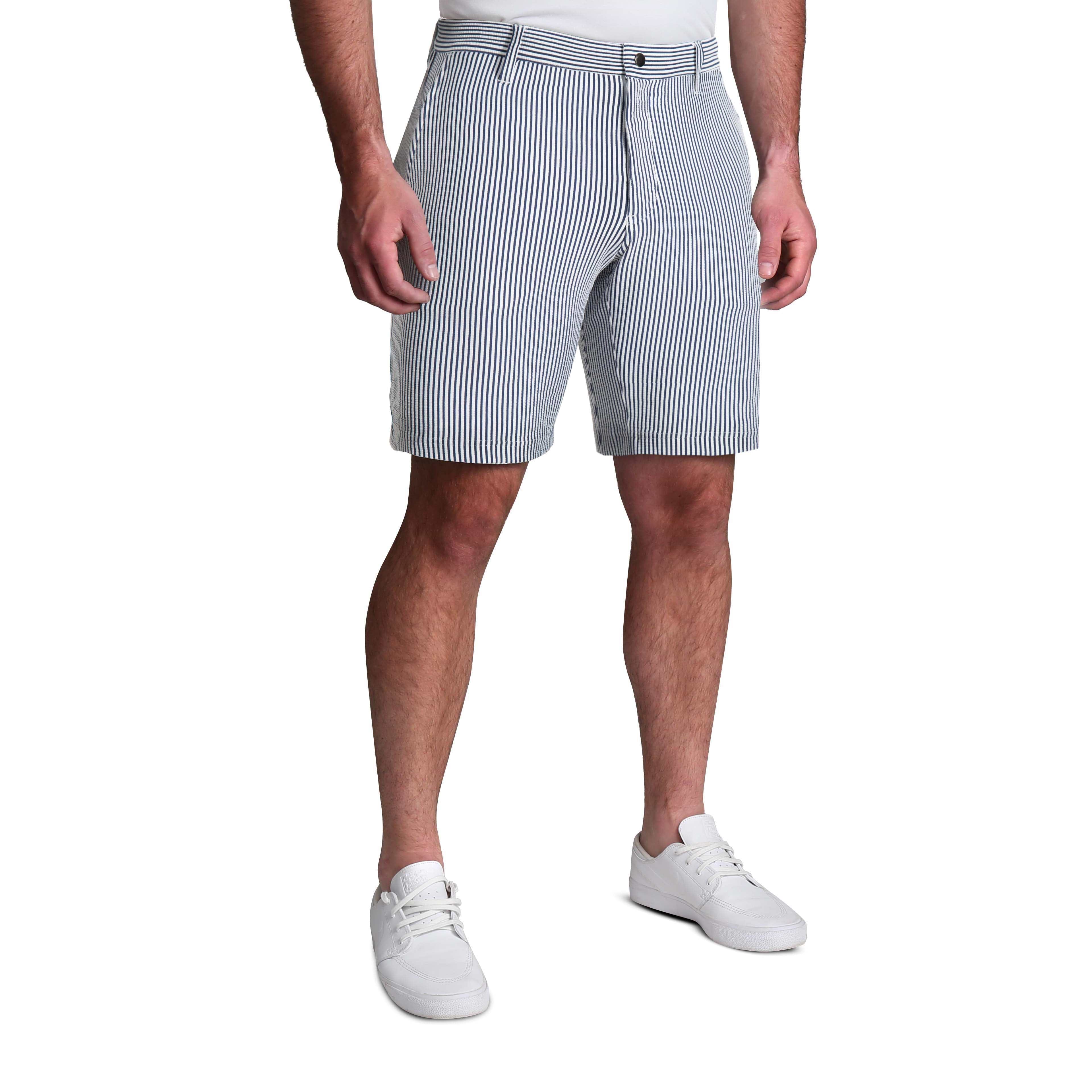 Athletic Fit Shorts - Navy & White Seersucker