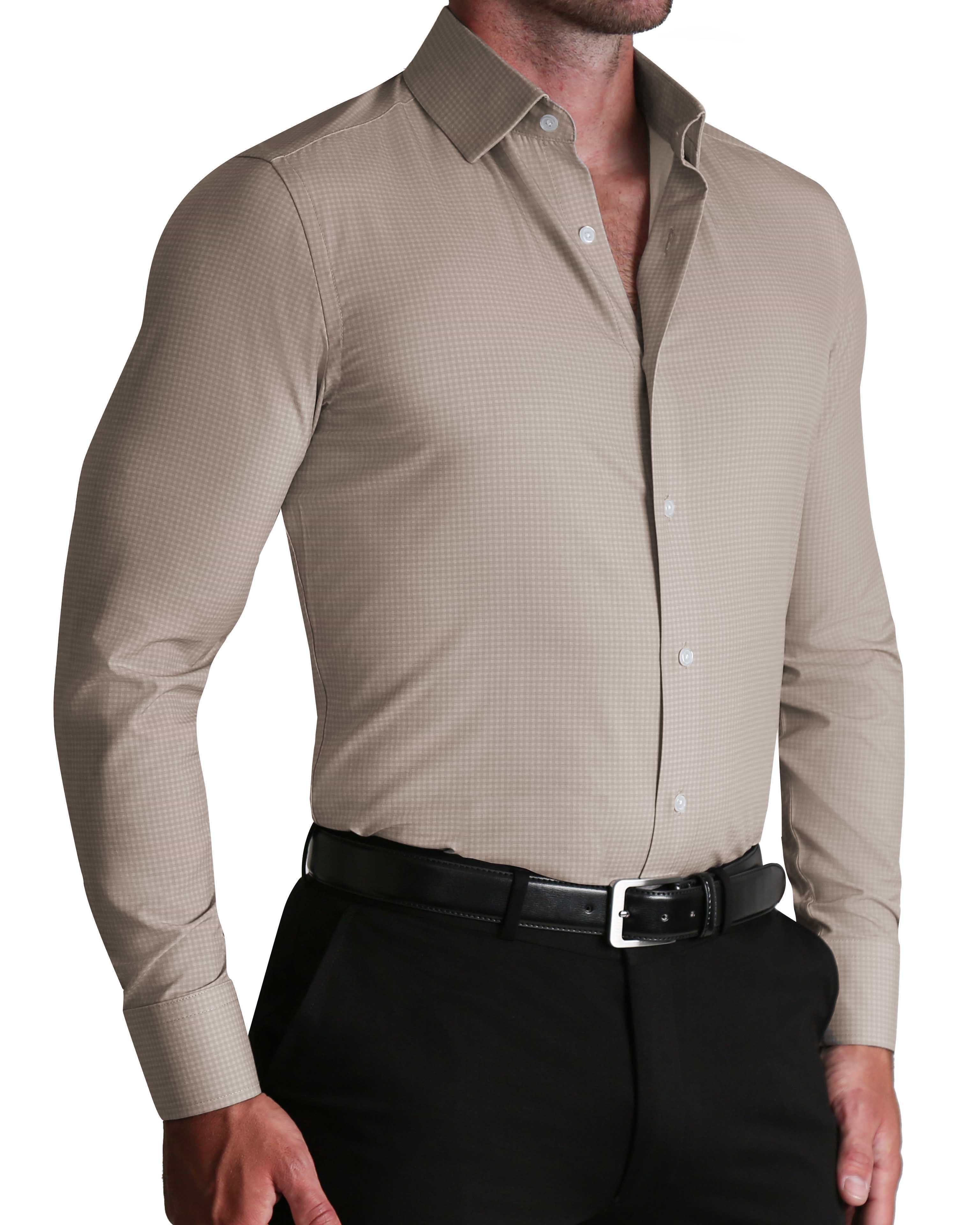 ''The Brooks" Light Brown Double Check - Classic Fit