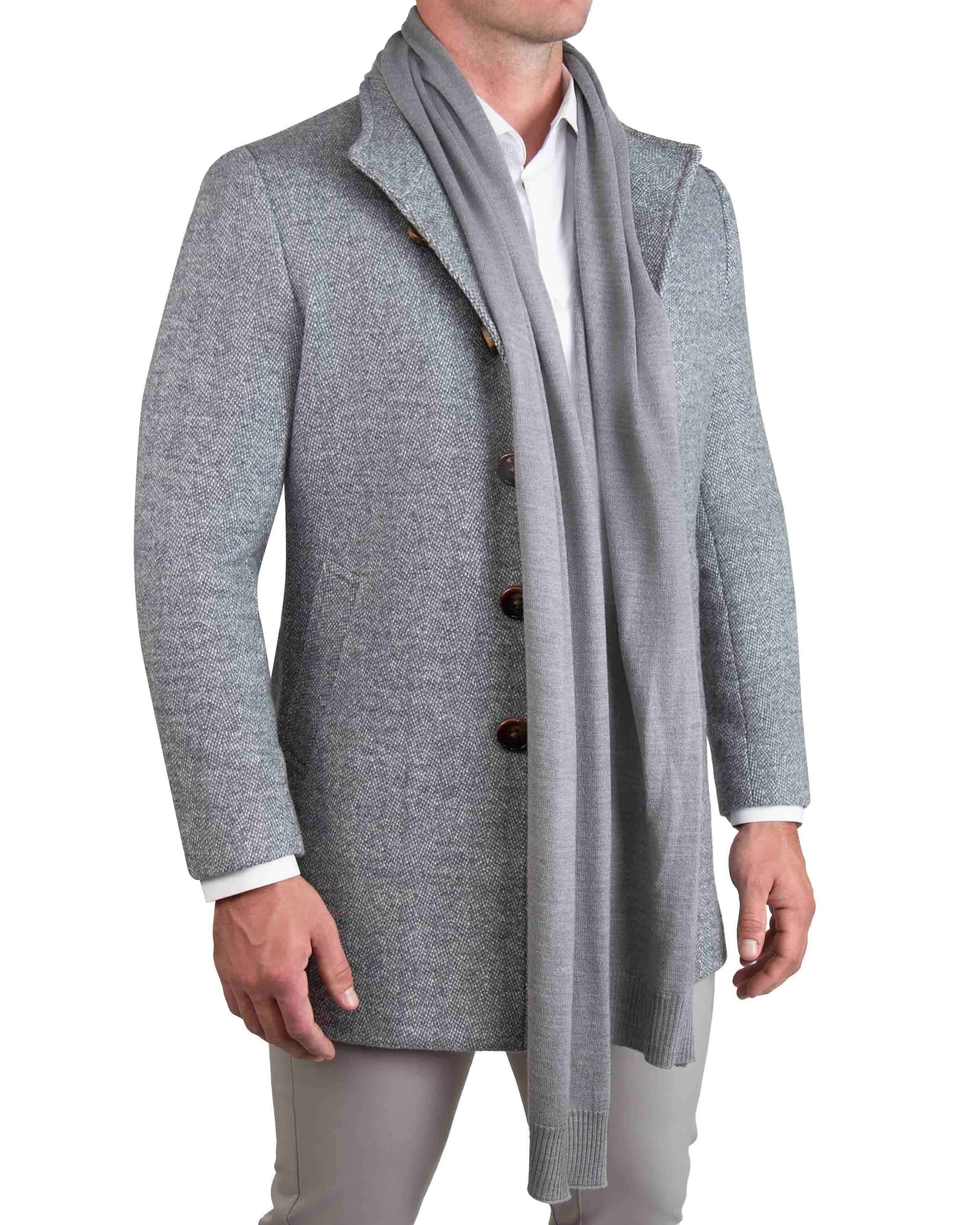 Merino Wool Knit Scarf - Grey