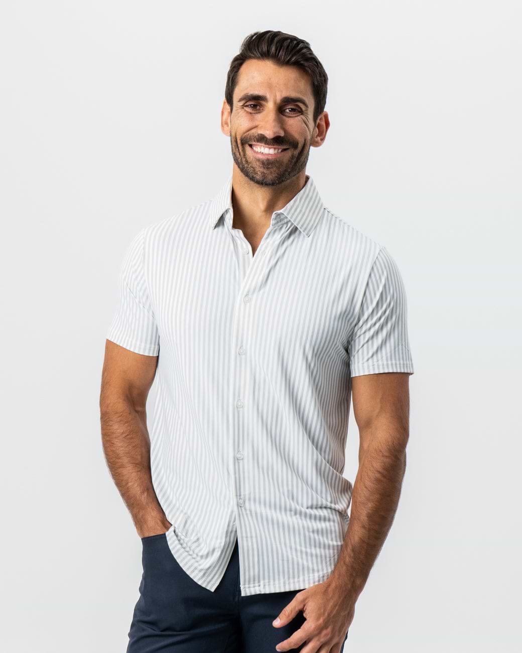 "The Anchor" Light Grey Bengal Stripe