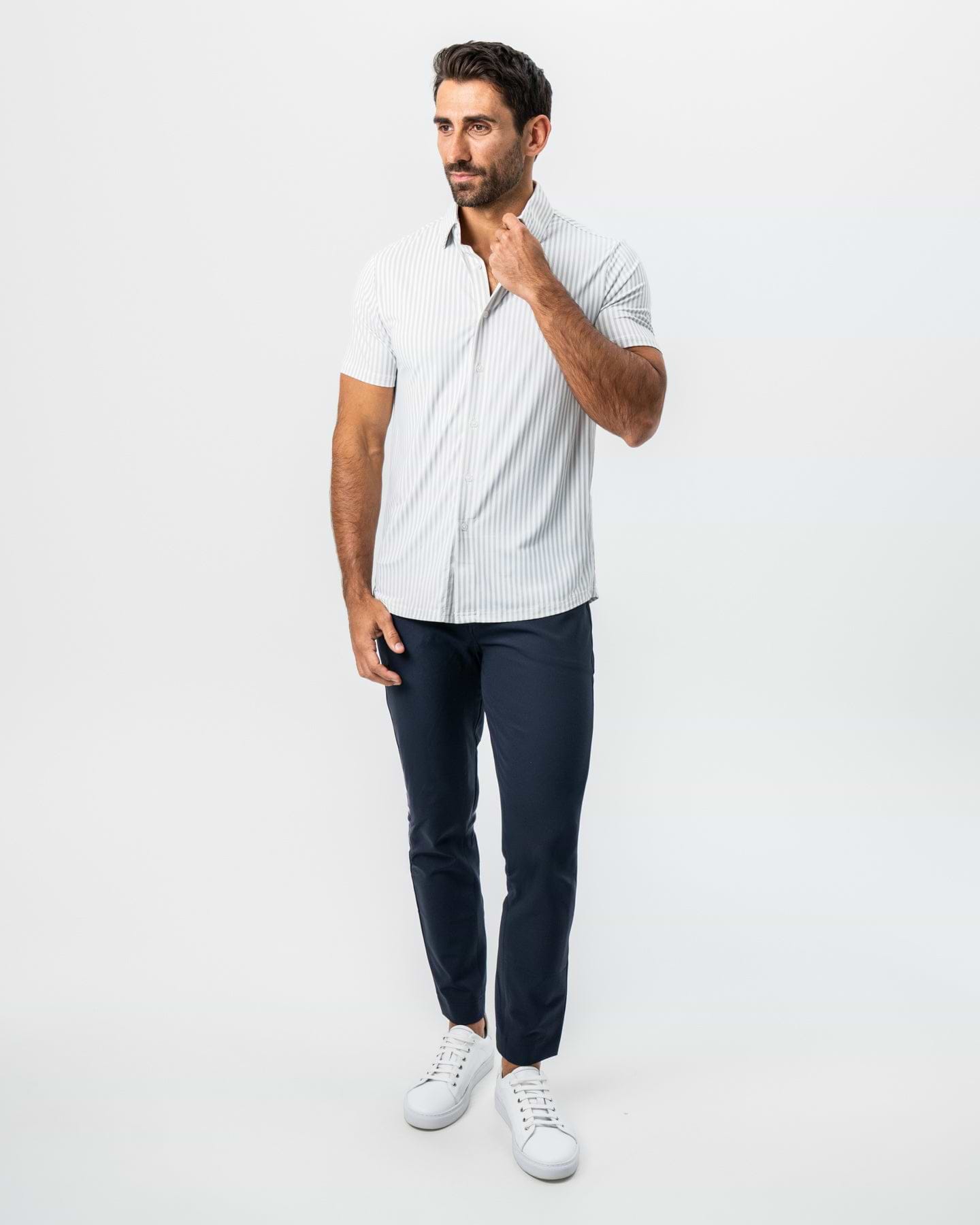 "The Anchor" Light Grey Bengal Stripe