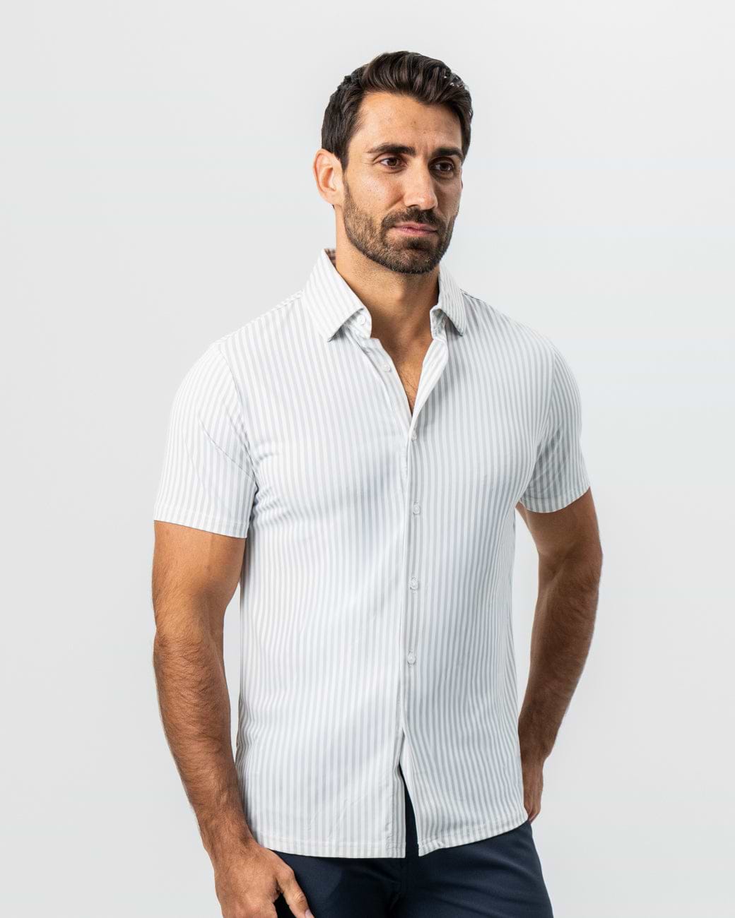 "The Anchor" Light Grey Bengal Stripe