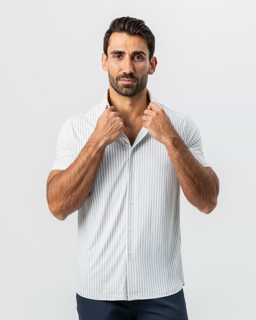 "The Anchor" Light Grey Bengal Stripe
