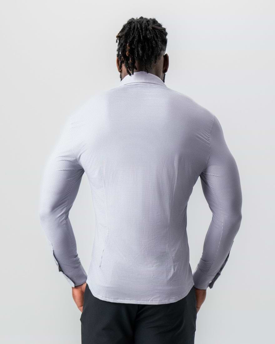 "The Andre" Sport Shirt - Grey and White Mini Double Check