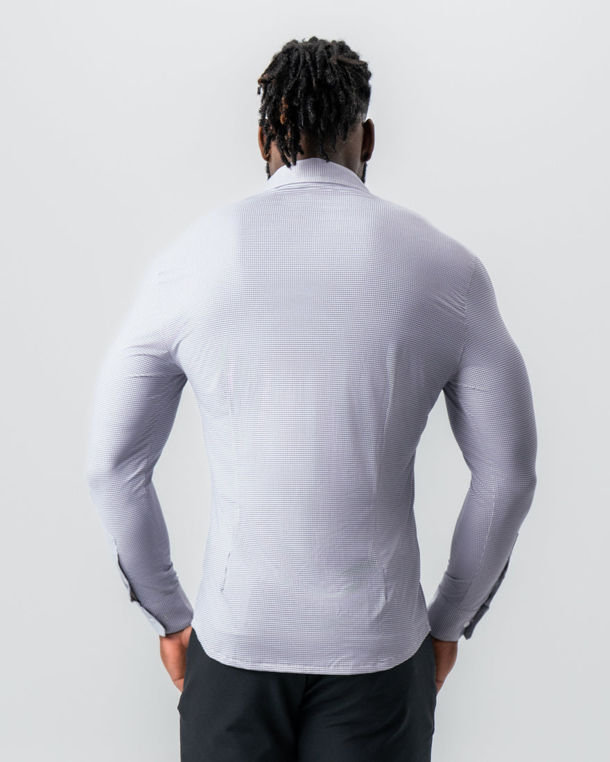 "The Andre" Sport Shirt - Grey and White Mini Double Check