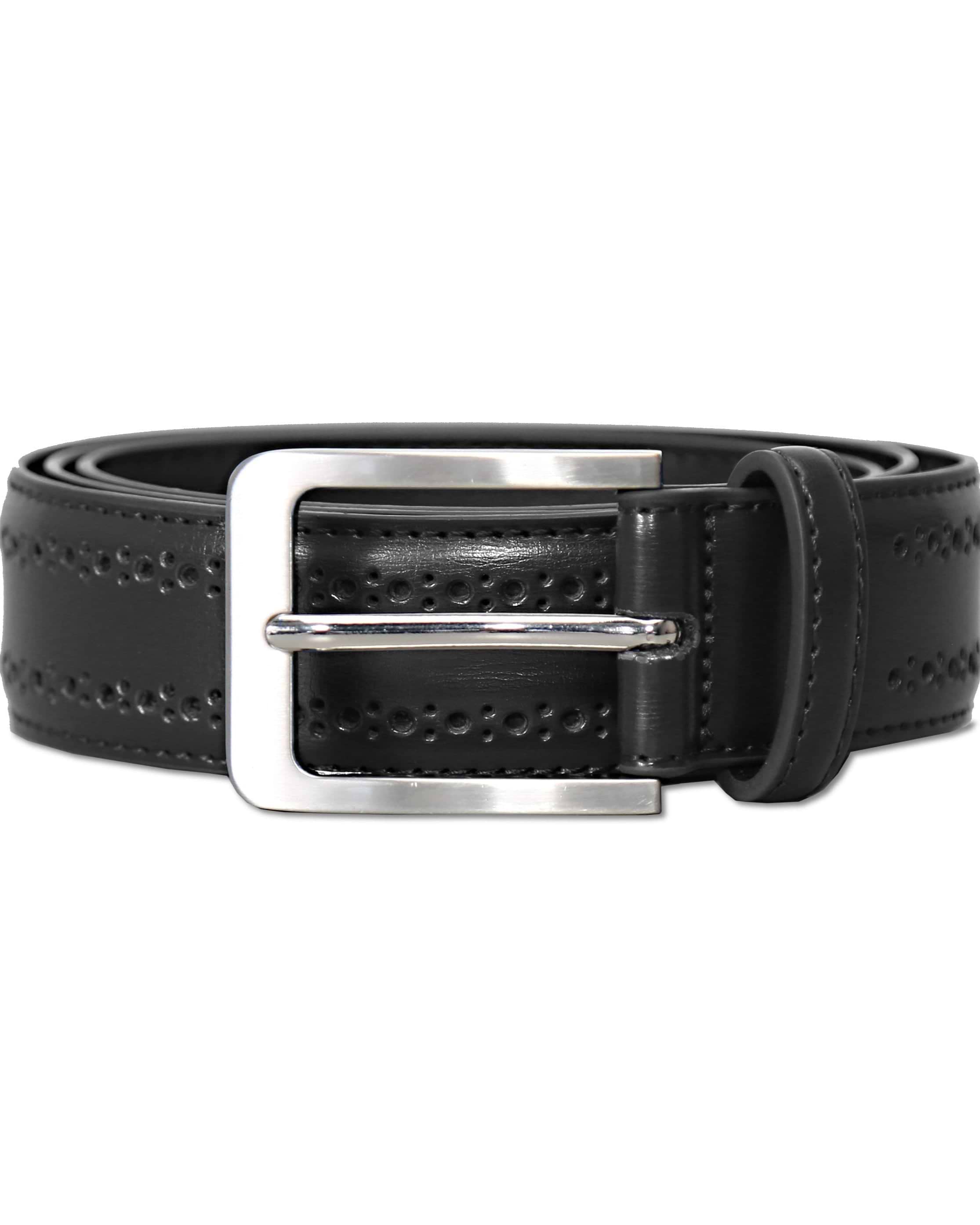 Perforated Leather Belt - Black