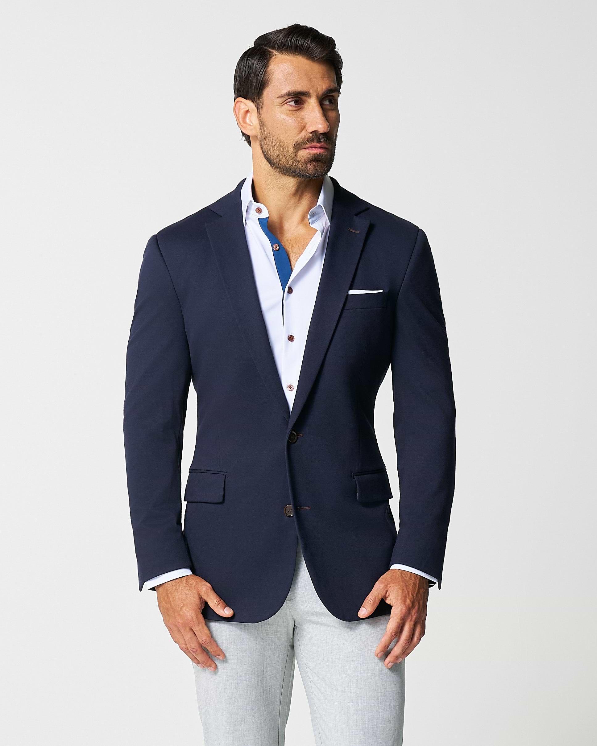 Athletic Fit Stretch Blazer - Navy