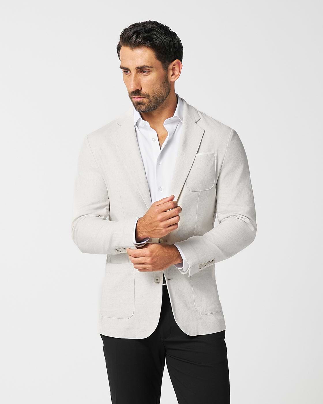 Unstructured Linen Blazer - Cream