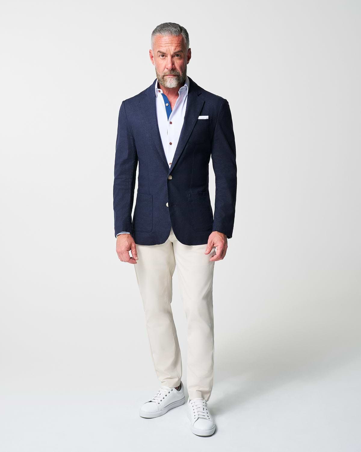 Unstructured Linen Blazer - Navy