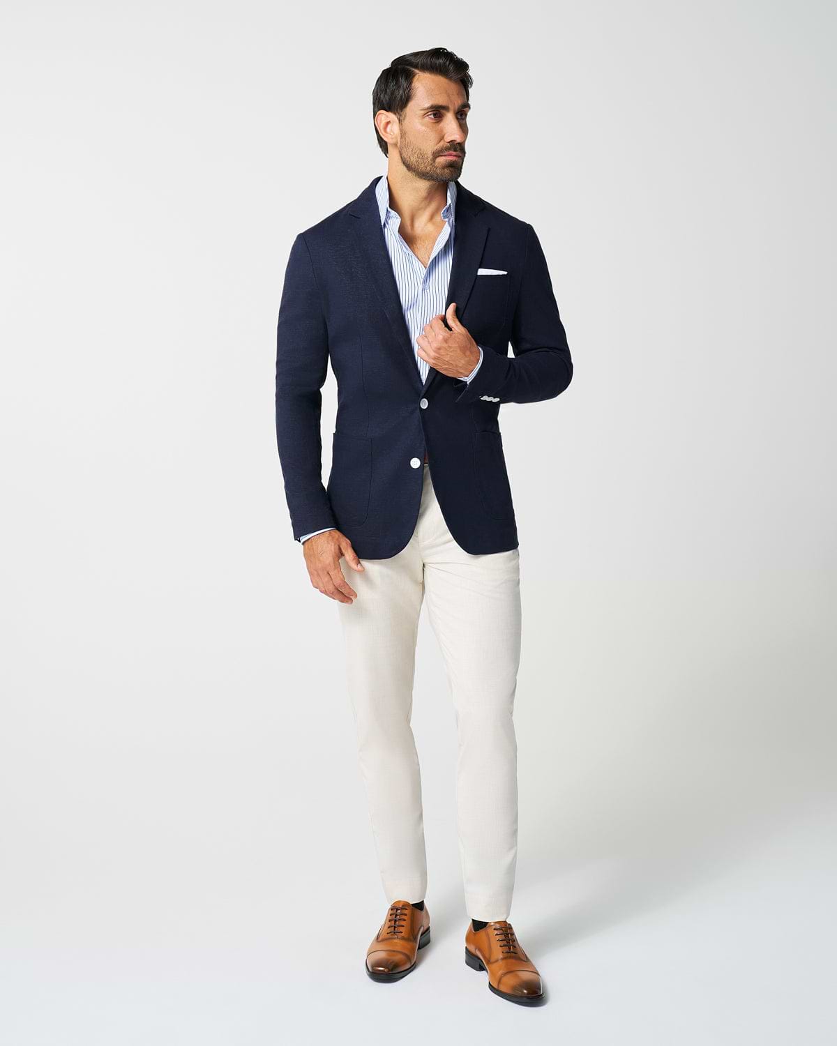 Unstructured Linen Blazer - Navy