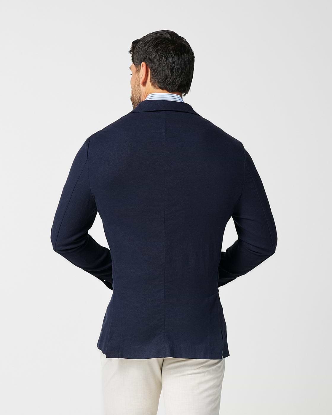 Unstructured Linen Blazer - Navy