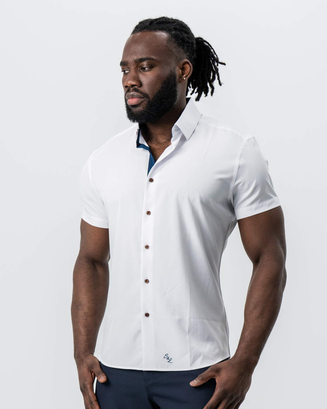 "The Hampton" White with Navy Accents