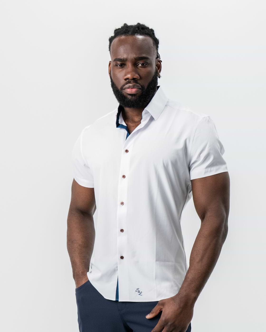 "The Hampton" White with Navy Accents