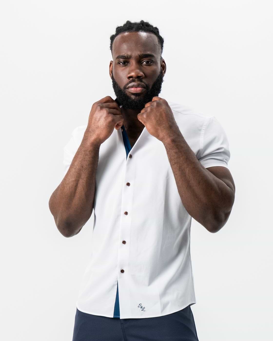 "The Hampton" White with Navy Accents