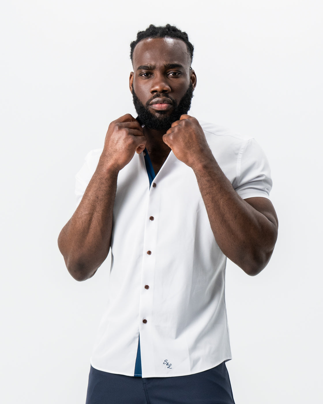 "The Hampton" White with Navy Accents