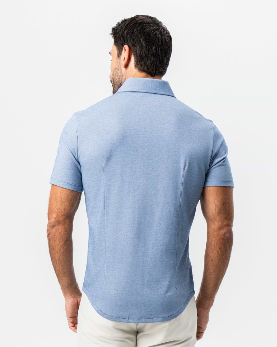 "The Capri" Sky Blue Pique Short Sleeve Button Down