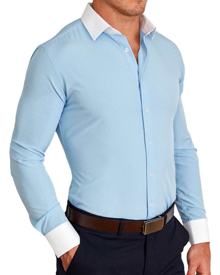 "The Clark" Light Blue with White Collar