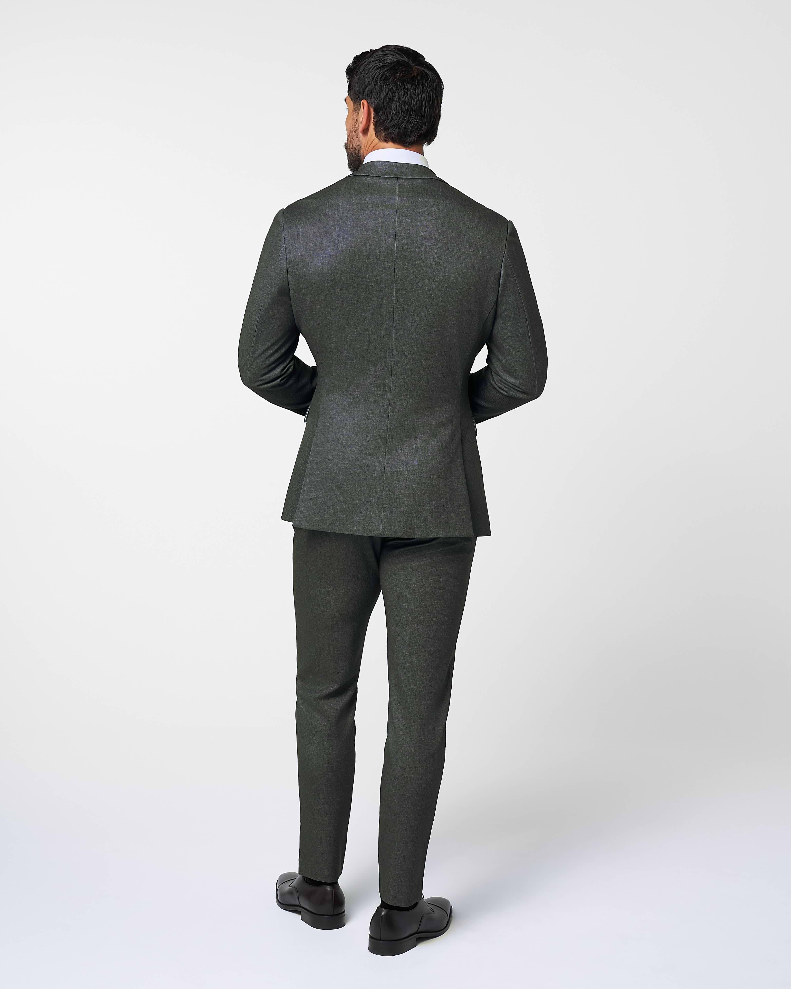 Athletic Fit Stretch Suit Pants - Deep Olive