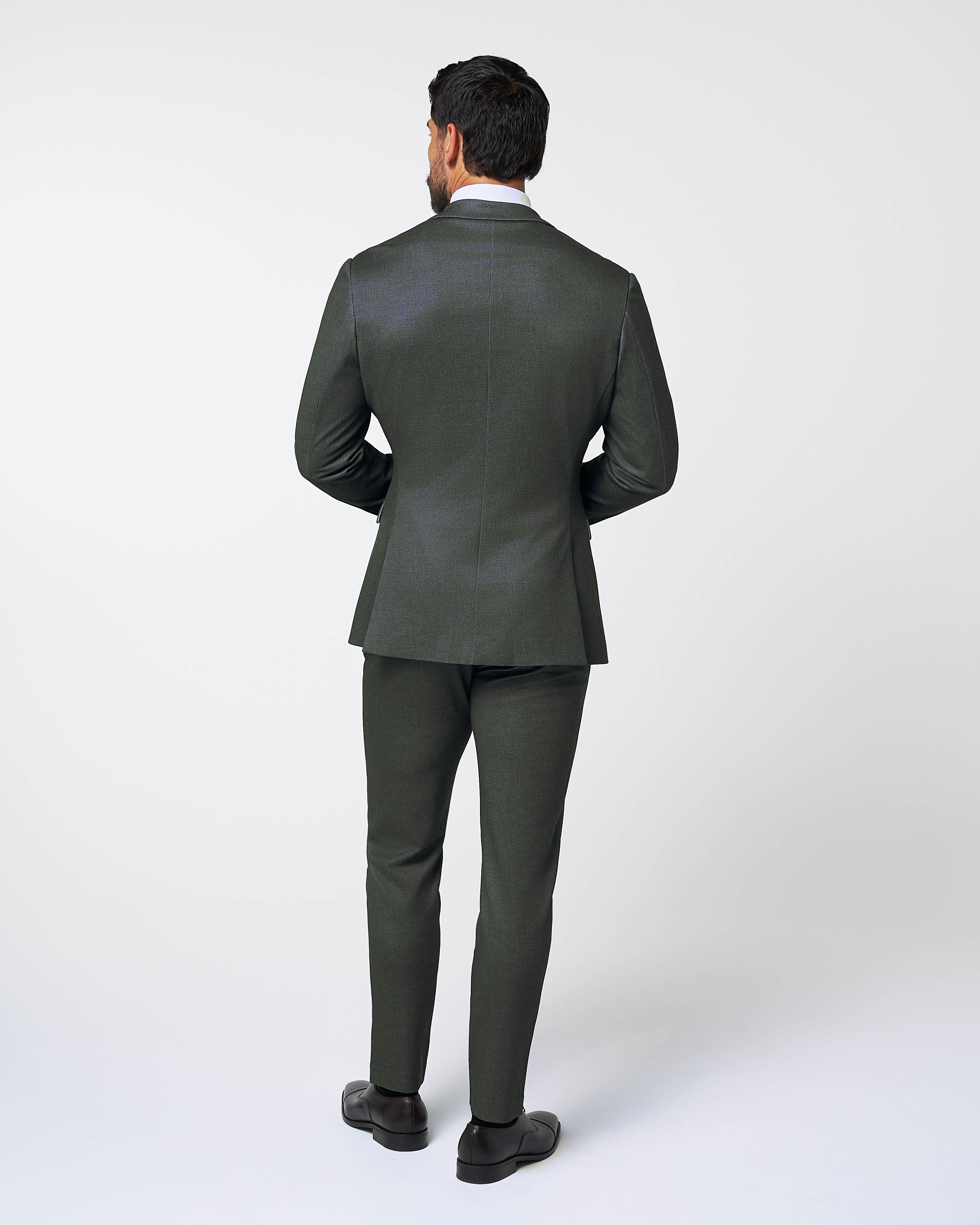 Athletic Fit Stretch Suit Pants - Deep Olive