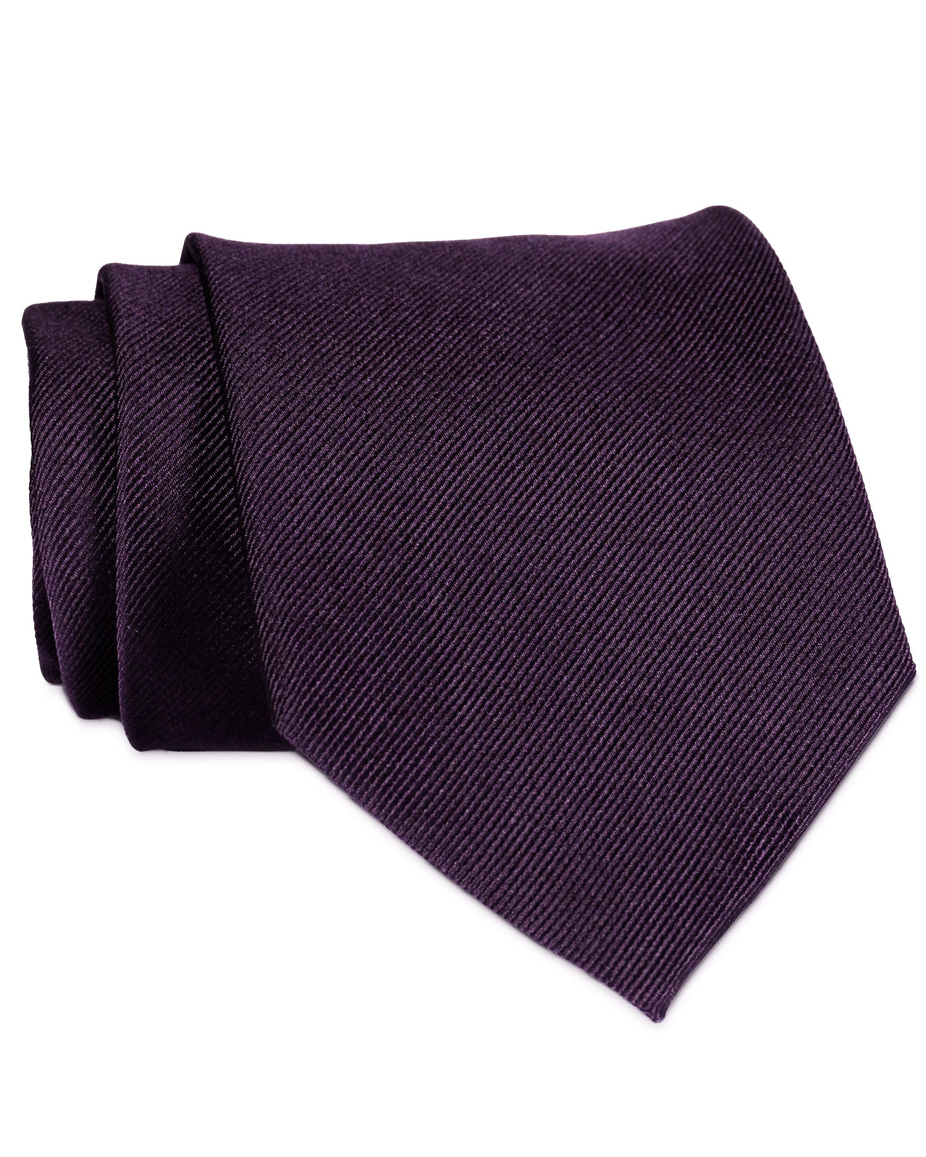 Solid Dark Purple Woven Silk Tie