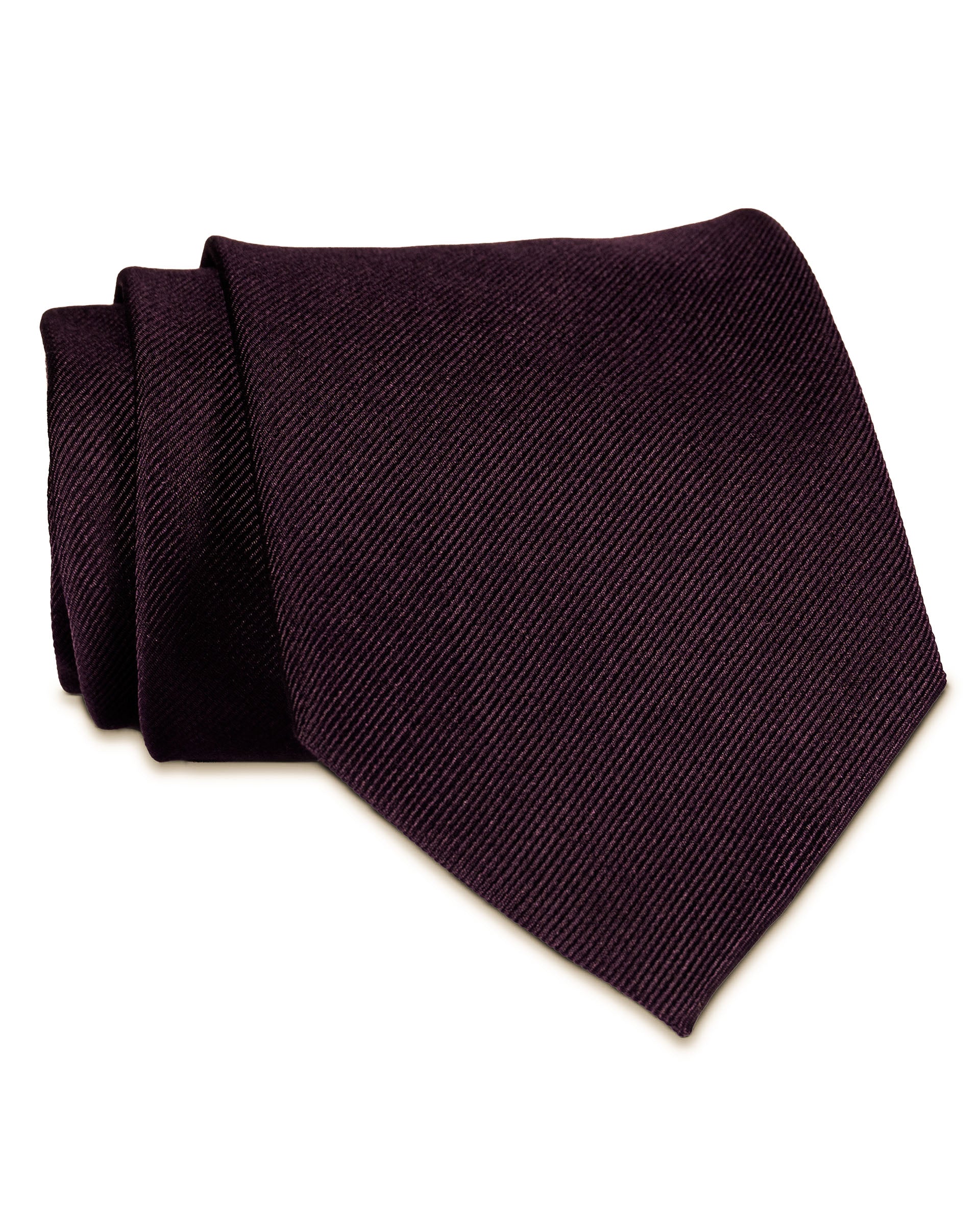 Solid Dark Plum Woven Silk Tie