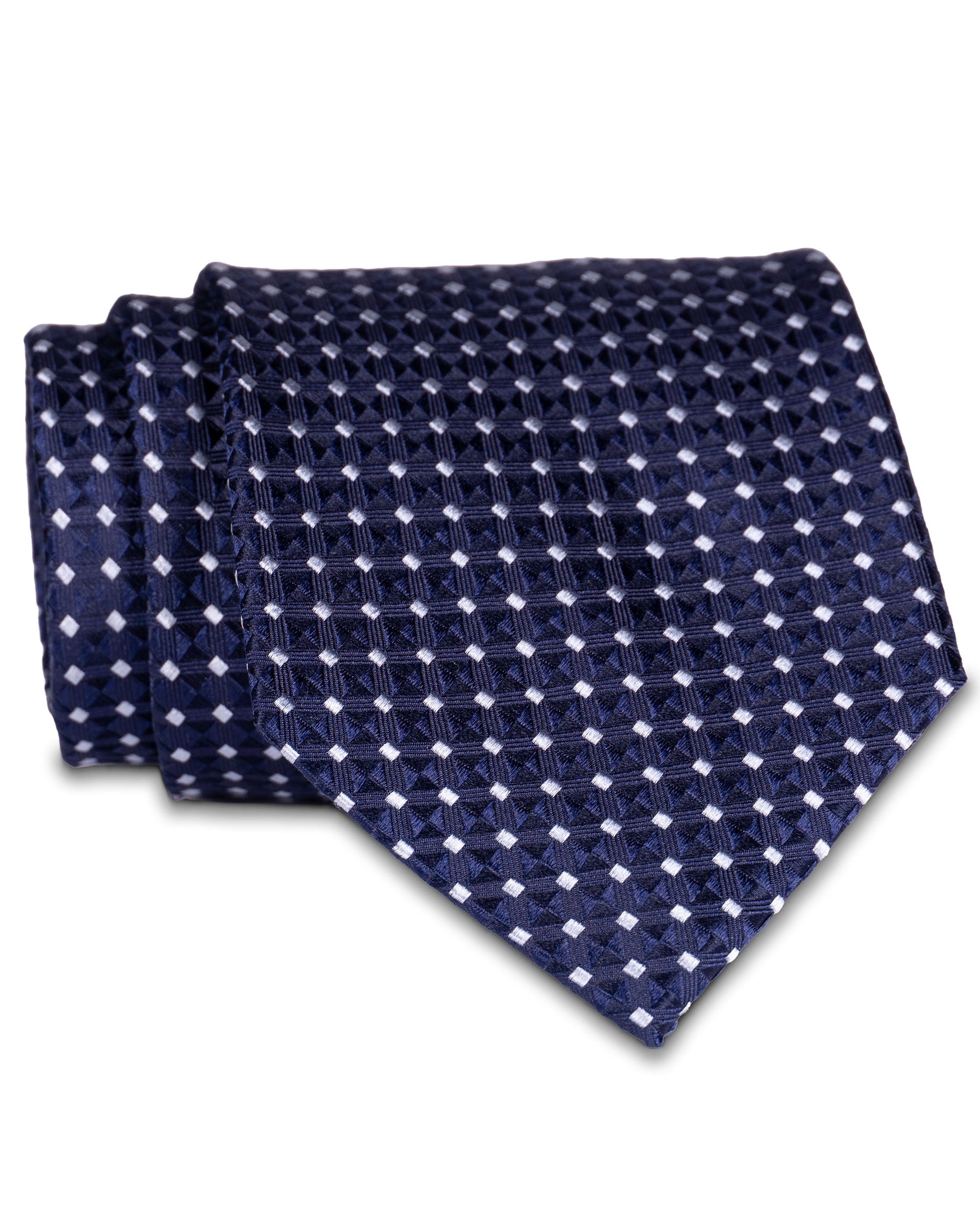 Navy with Mini Grey Diamond Woven Silk Tie