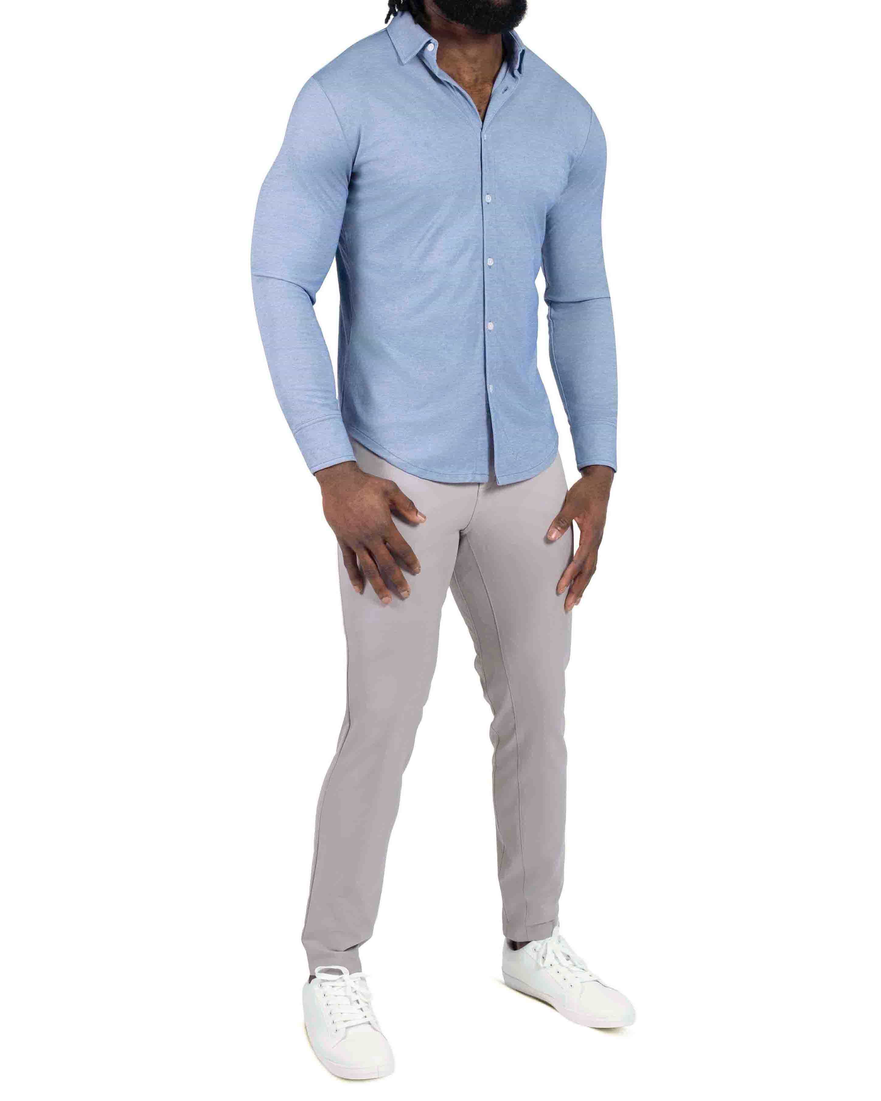 "The Dylan" Sky Blue Pique Button Down