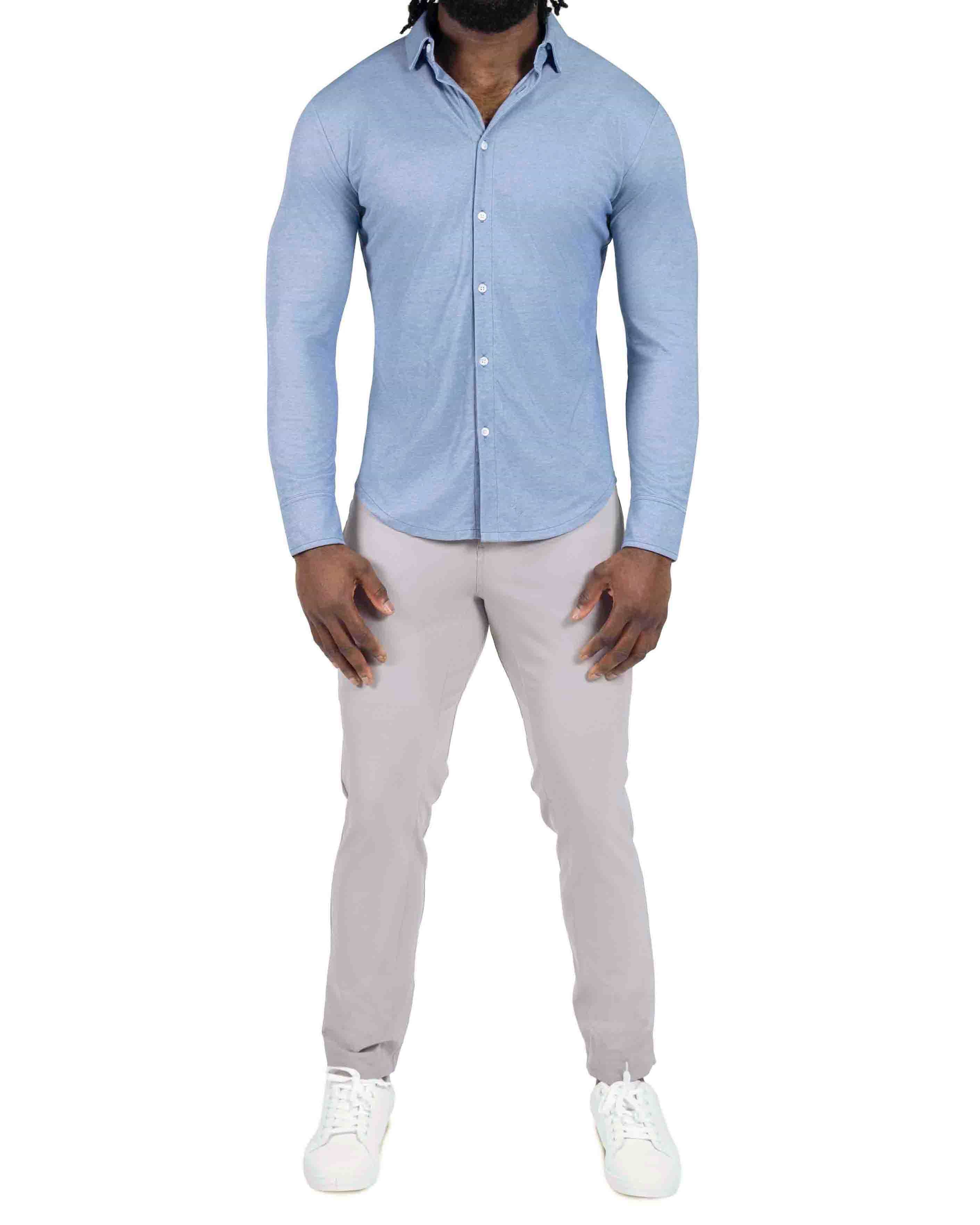"The Dylan" Sky Blue Pique Button Down