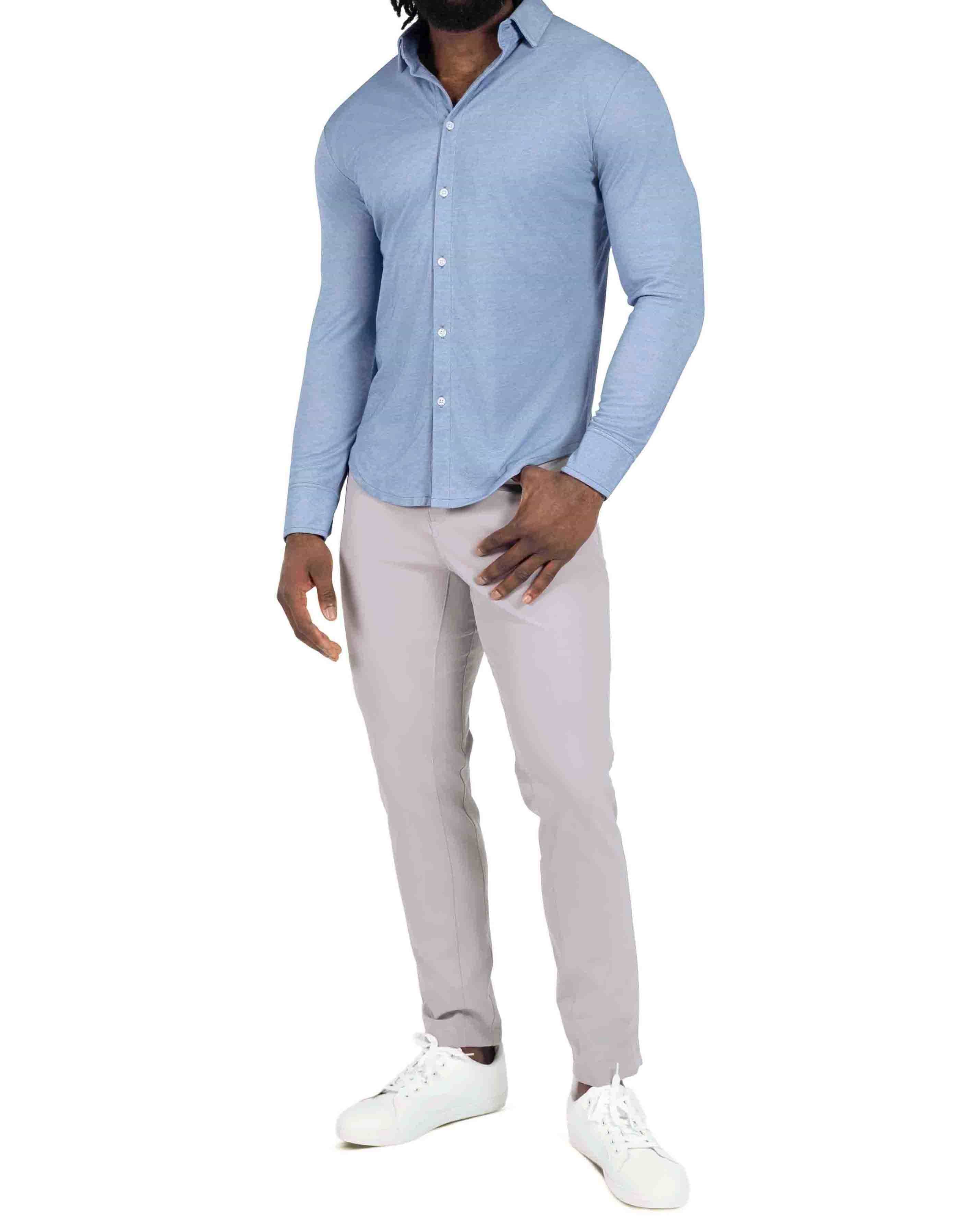 "The Dylan" Sky Blue Pique Button Down